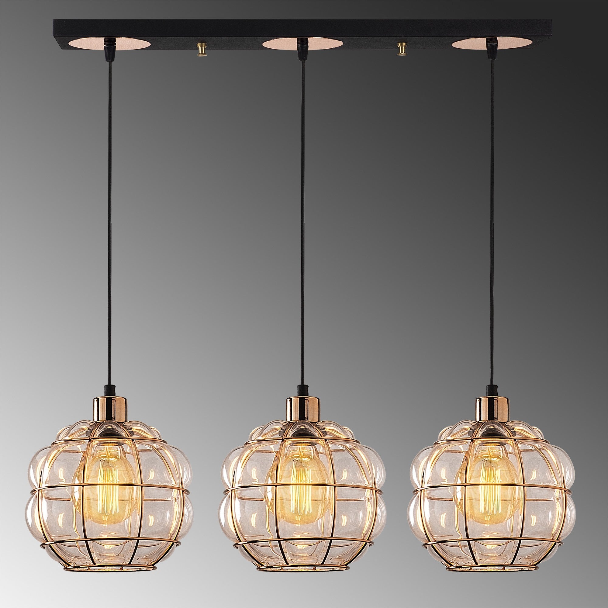 Candeeiro de Teto escandinavo Glam, corpo de metal cobre, 73 cm de diâmetro, 111 cm de altura, ajustável, 3 x E27 máx. 40 W, iluminação elegante para espaços modernos