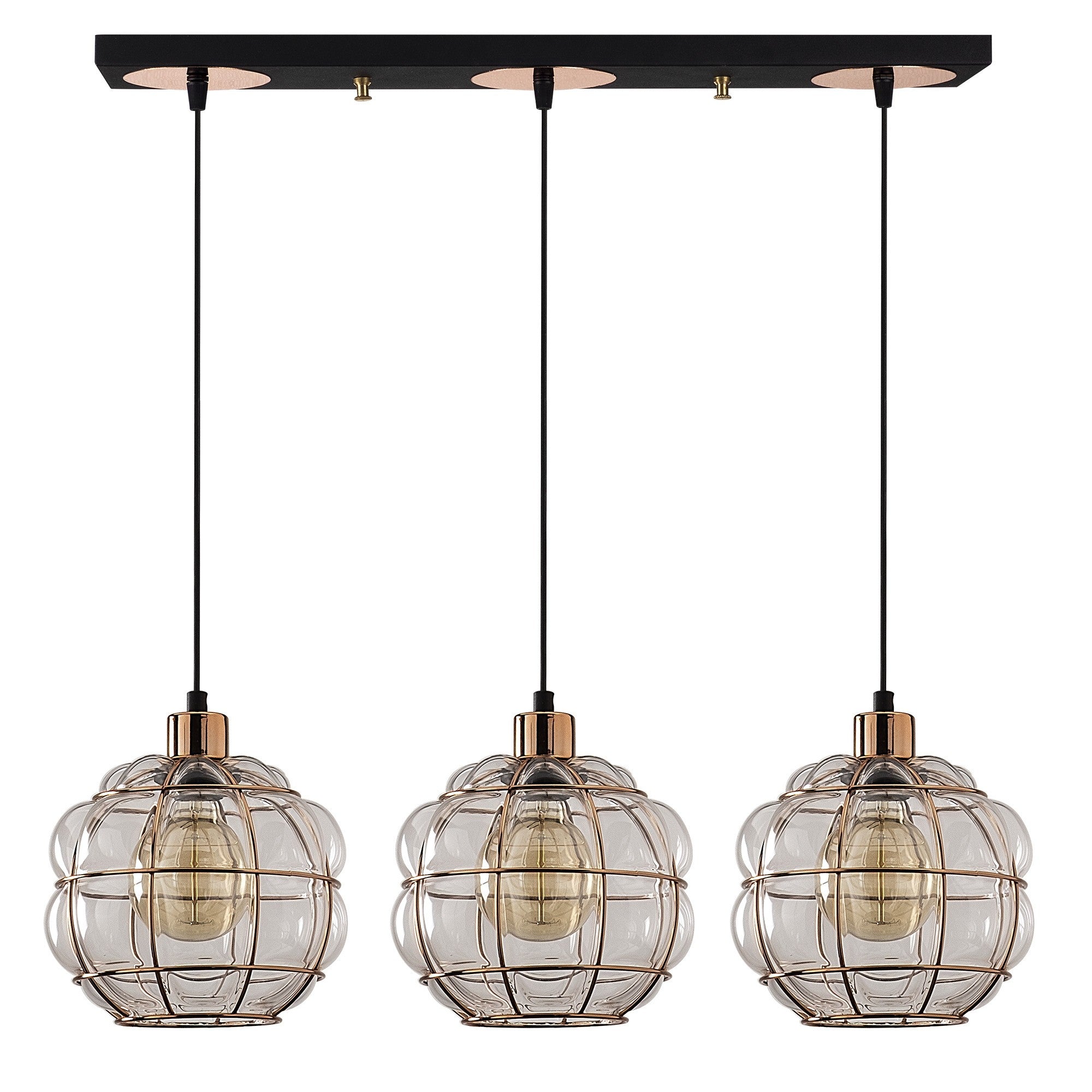 Candeeiro de Teto escandinavo Glam, corpo de metal cobre, 73 cm de diâmetro, 111 cm de altura, ajustável, 3 x E27 máx. 40 W, iluminação elegante para espaços modernos