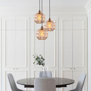 Candeeiro de Teto escandinavo Glam, corpo de metal cobre, 47 cm de diâmetro, 112 cm de altura, ajustável, 3 x E27 máx. 40 W, iluminação elegante para espaços modernos