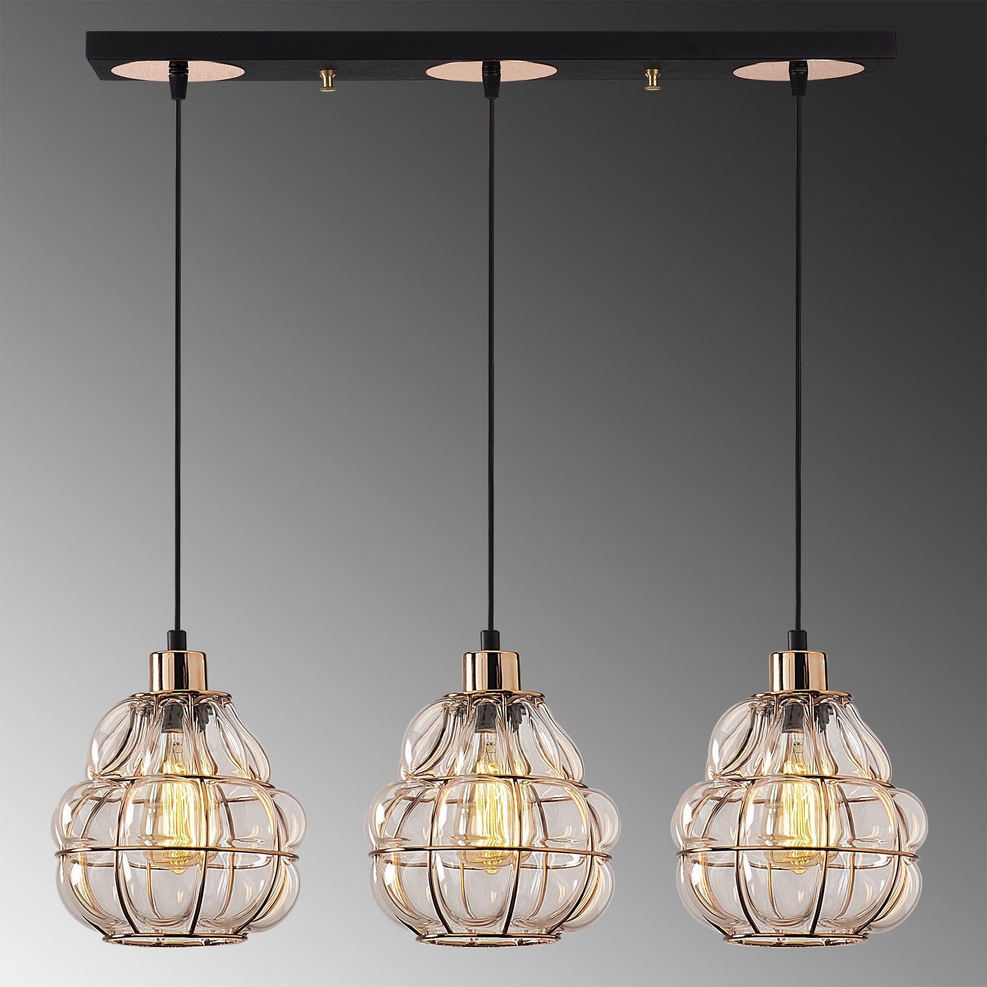 Candeeiro de Teto escandinavo Glam, corpo de metal cobre, 70 cm de diâmetro, 111 cm de altura, ajustável, 3 x E27 máx. 40 W, iluminação elegante para espaços modernos