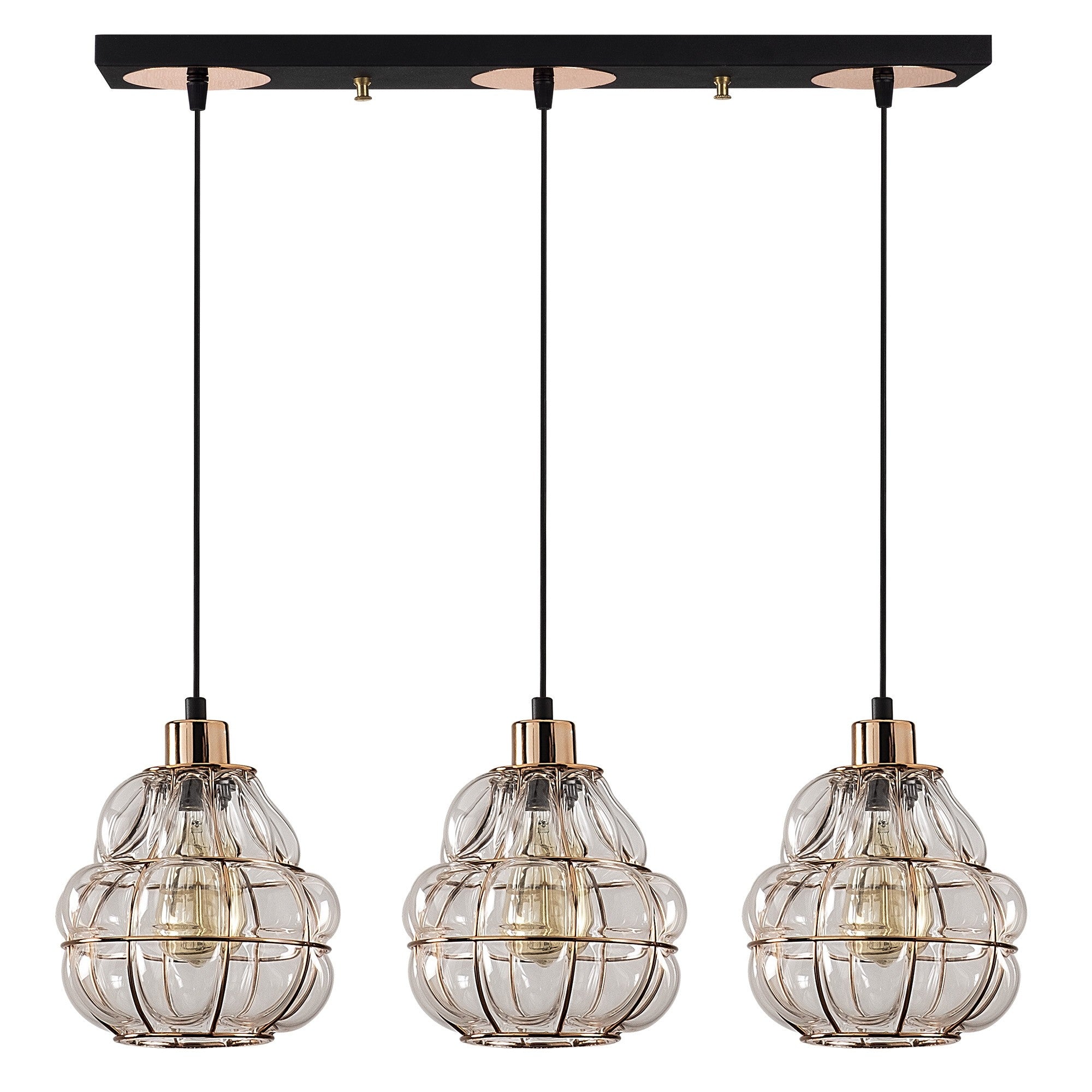 Candeeiro de Teto escandinavo Glam, corpo de metal cobre, 70 cm de diâmetro, 111 cm de altura, ajustável, 3 x E27 máx. 40 W, iluminação elegante para espaços modernos