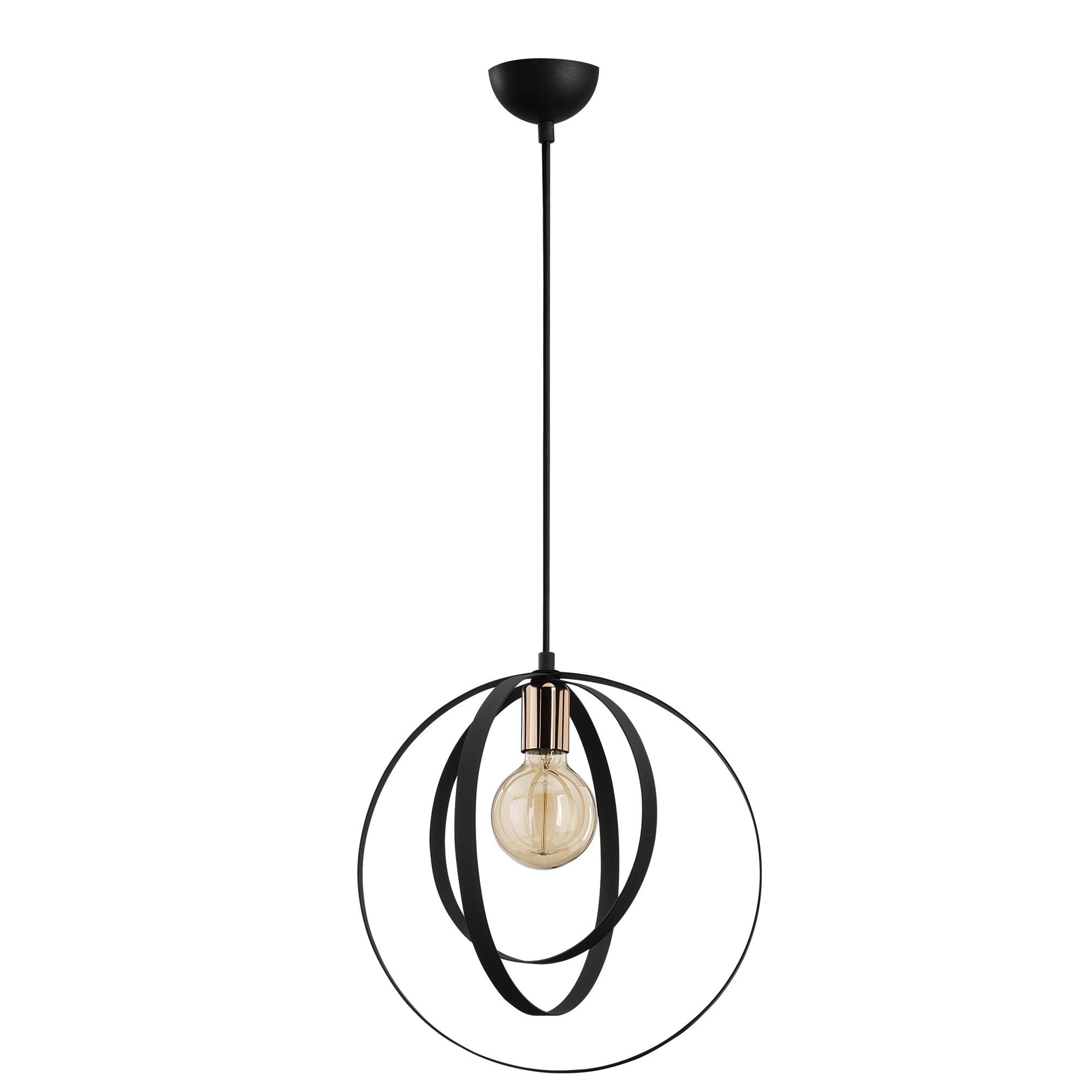 Candeeiro de Teto Escandinavo, Corpo em Metal Preto, 35 cm de Diâmetro, 131 cm de Altura, Ajustável, Soquete E27 Máx. 40 W, Iluminação Elegante para Espaços Modernos