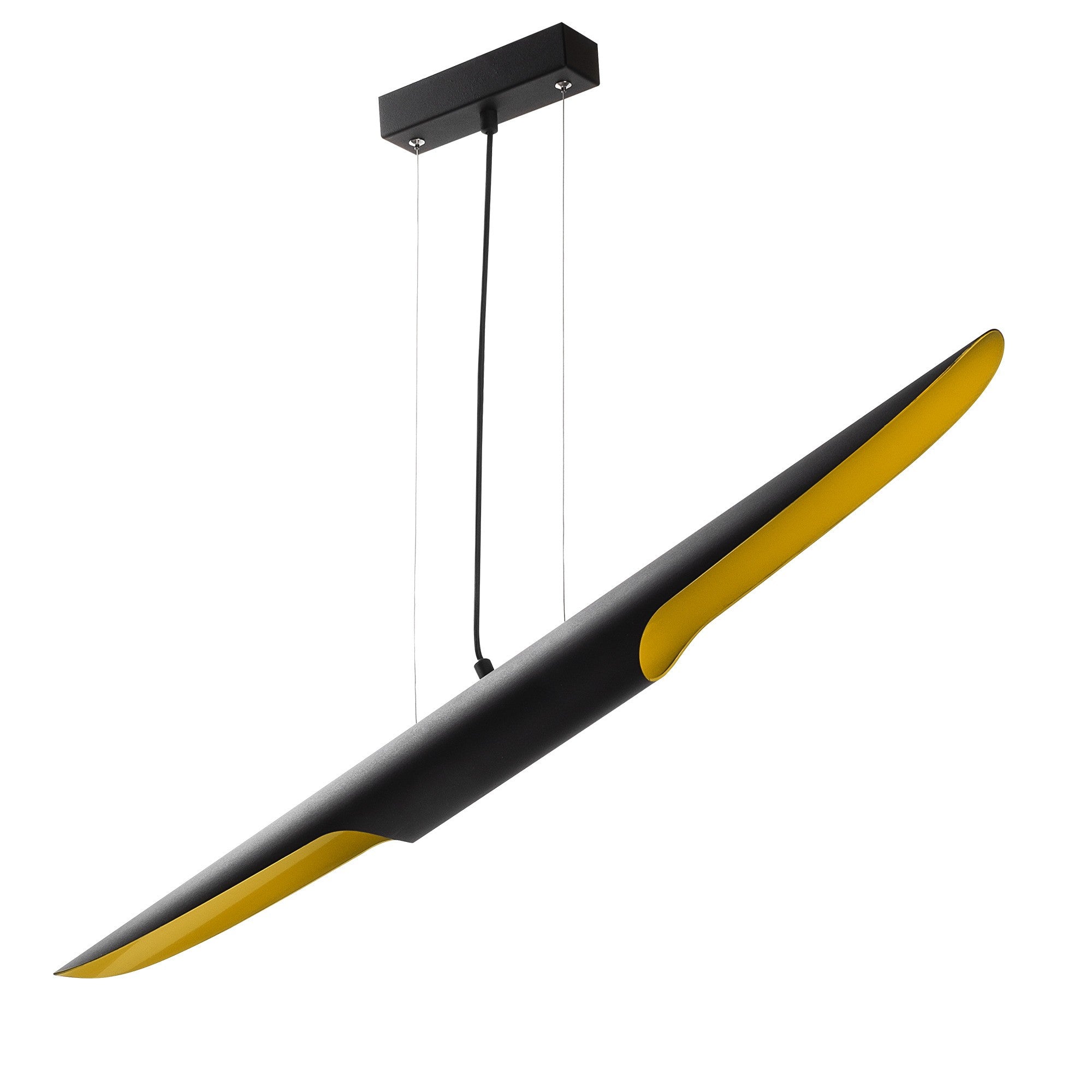 Candeeiro de Teto Preto Elegante, Corpo em Metal, 100 x 8 cm, Altura 104 cm | Altura Ajustável, 2 x E14 Máx. 40 W | Design Escandinavo Glamouroso para Espaços Modernos