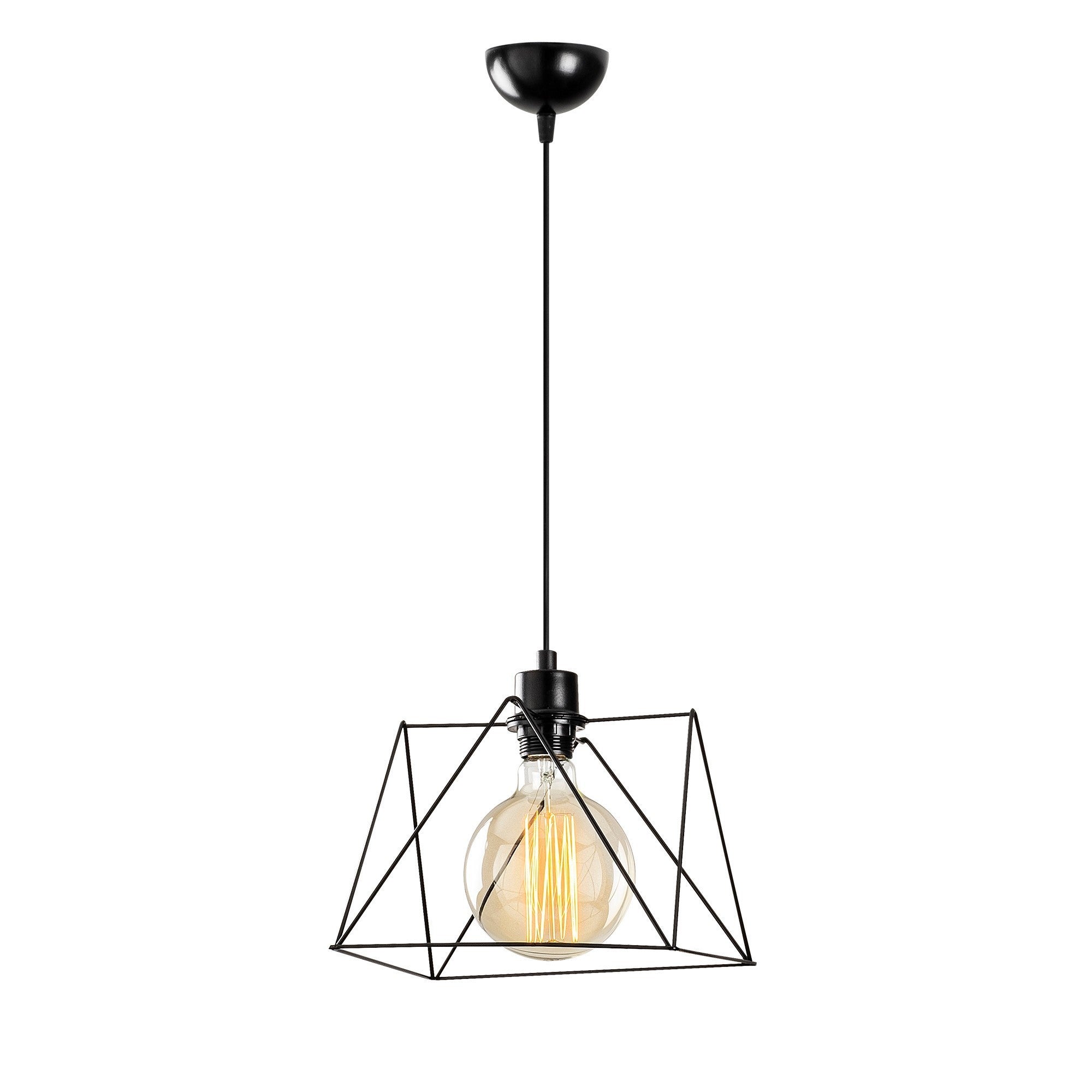Candeeiro de Teto Industrial Preto, 24 cm de Diâmetro, 122 cm de Altura | Corpo de Metal, Altura Ajustável, Soquete E27, Potência Máxima de 40 W | Iluminação Elegante para Espaços Modernos