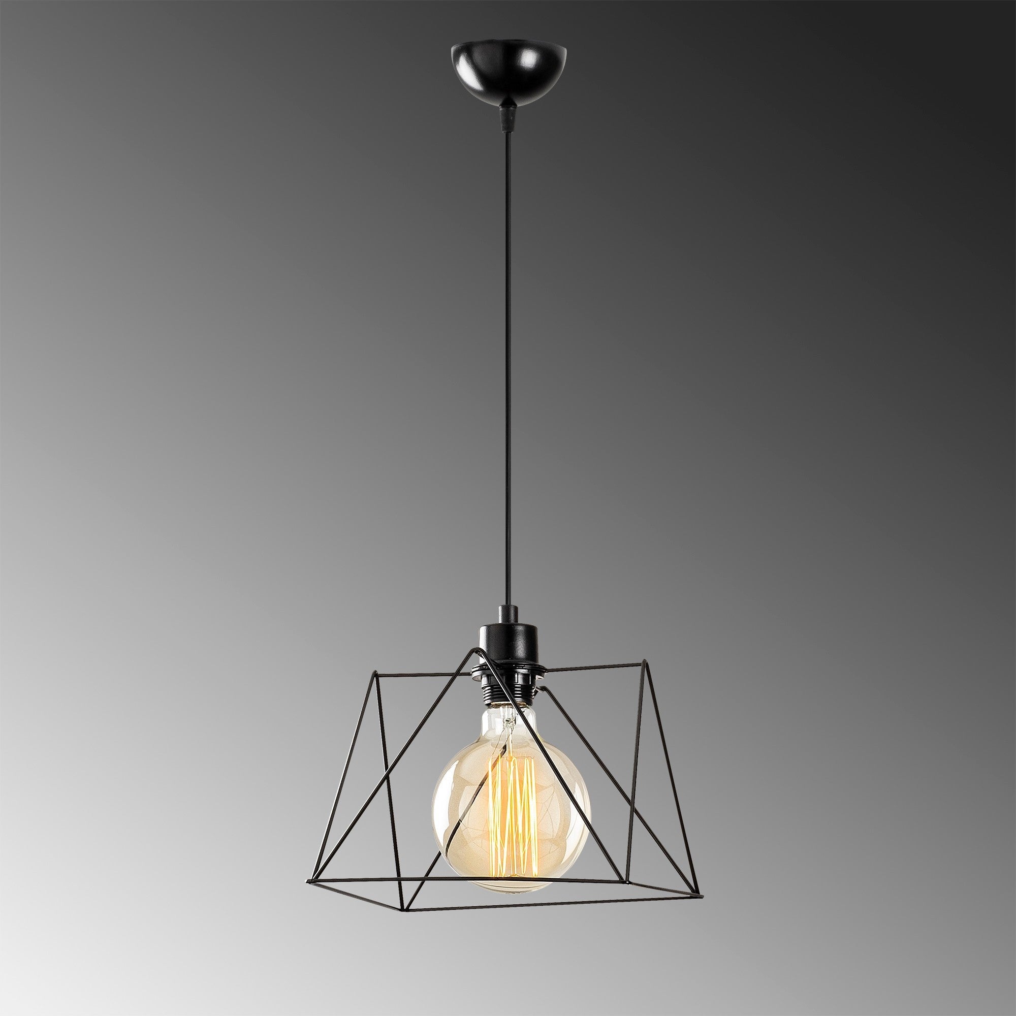 Candeeiro de Teto Industrial Preto, 24 cm de Diâmetro, 122 cm de Altura | Corpo de Metal, Altura Ajustável, Soquete E27, Potência Máxima de 40 W | Iluminação Elegante para Espaços Modernos