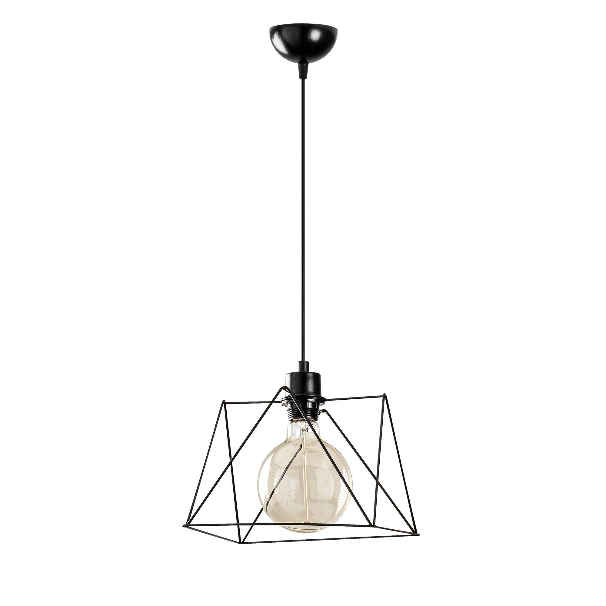 Candeeiro de Teto Industrial Preto, 24 cm de Diâmetro, 122 cm de Altura | Corpo de Metal, Altura Ajustável, Soquete E27, Potência Máxima de 40 W | Iluminação Elegante para Espaços Modernos