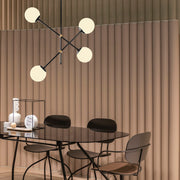 Candeeiro de Teto Escandinavo, Corpo em Metal Preto, 80 x 80 cm, Altura: 70 cm | 4 x E27 máx. 40 W | Tampa de Vidro Elegante, Iluminação Elegante para Espaços Modernos