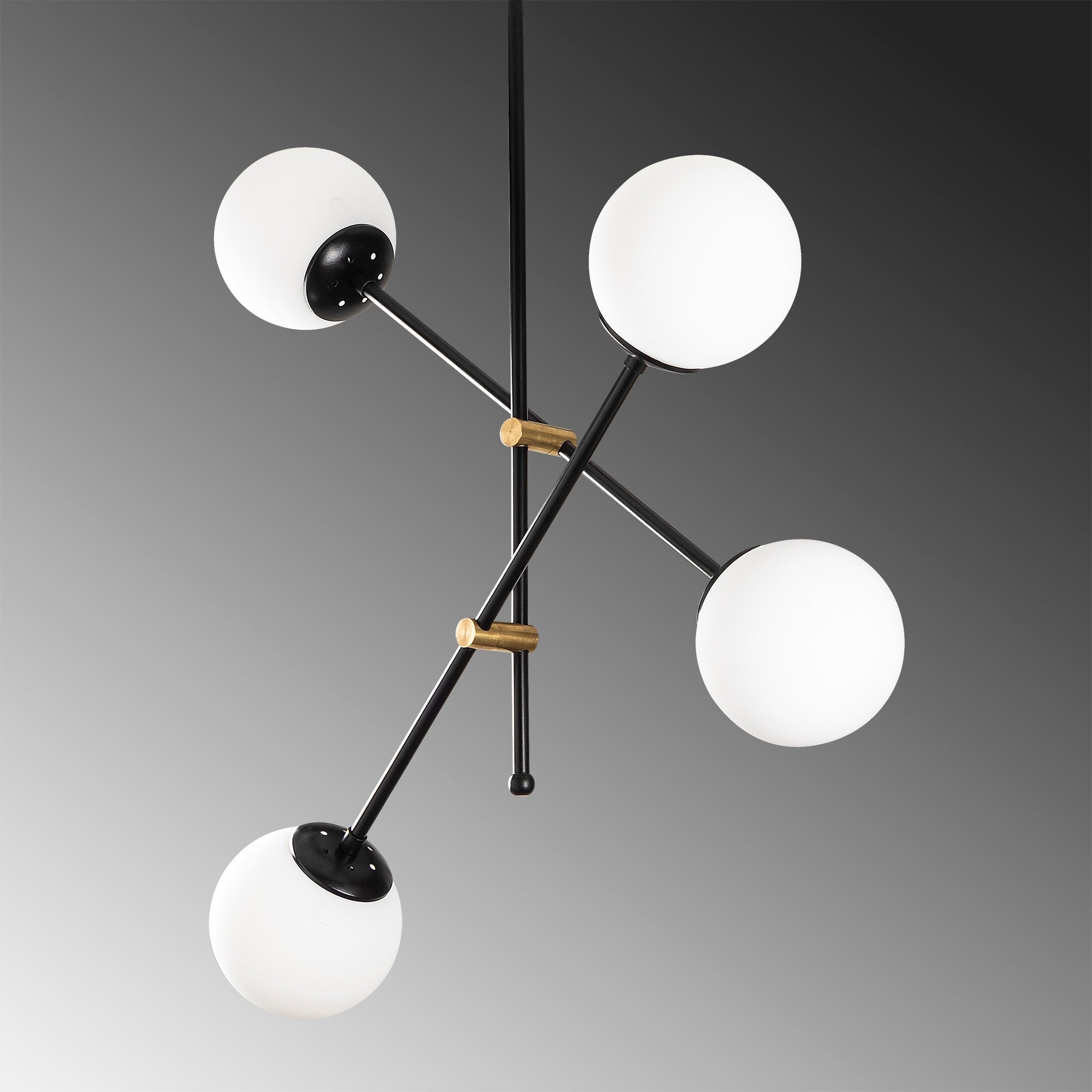 Candeeiro de Teto Escandinavo, Corpo em Metal Preto, 80 x 80 cm, Altura: 70 cm | 4 x E27 máx. 40 W | Tampa de Vidro Elegante, Iluminação Elegante para Espaços Modernos
