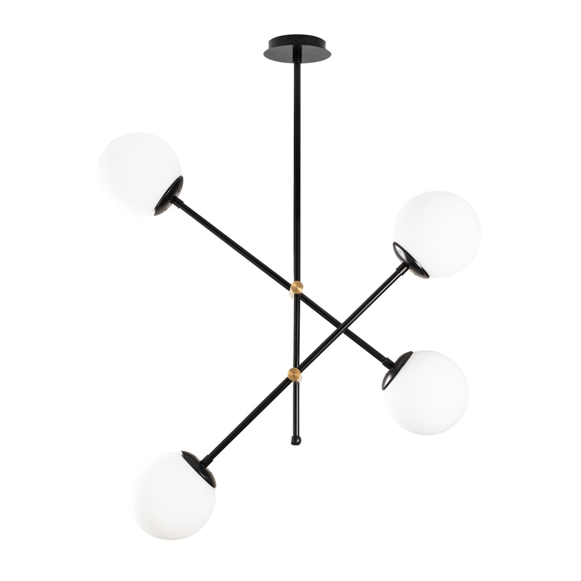 Candeeiro de Teto Escandinavo, Corpo em Metal Preto, 80 x 80 cm, Altura: 70 cm | 4 x E27 máx. 40 W | Tampa de Vidro Elegante, Iluminação Elegante para Espaços Modernos