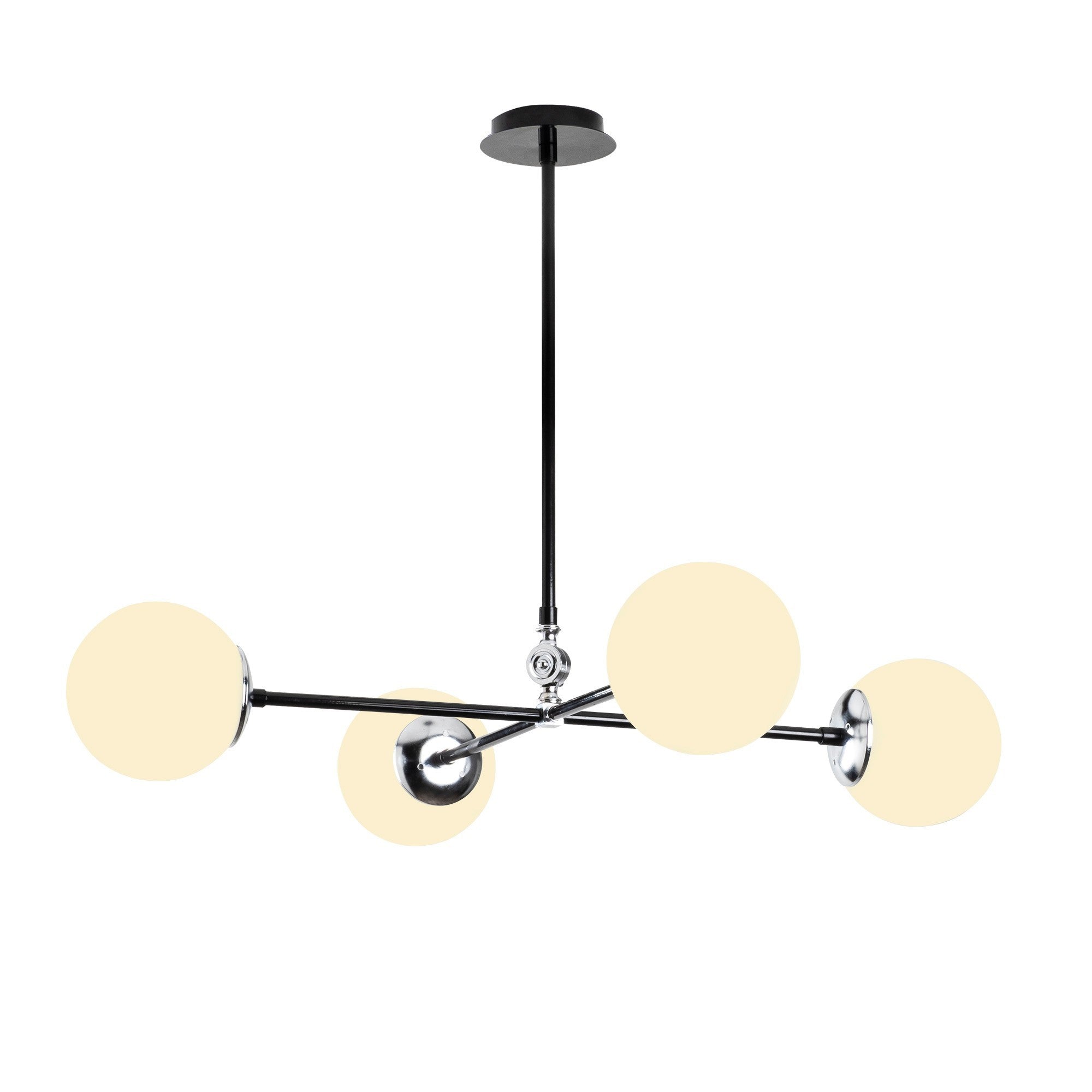 Candeeiro de Teto Escandinavo, Corpo em Metal, 86 x 86 cm, Altura 60 cm, 4 x E27, Máx. 40 W, Preto e Branco | Iluminação Elegante para Espaços Modernos, IP20