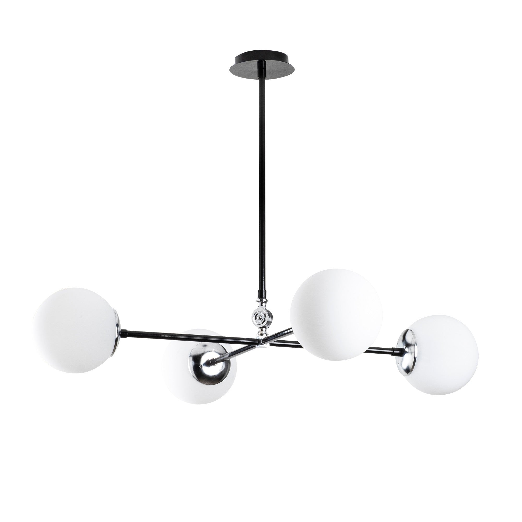 Candeeiro de Teto Escandinavo, Corpo em Metal, 86 x 86 cm, Altura 60 cm, 4 x E27, Máx. 40 W, Preto e Branco | Iluminação Elegante para Espaços Modernos, IP20
