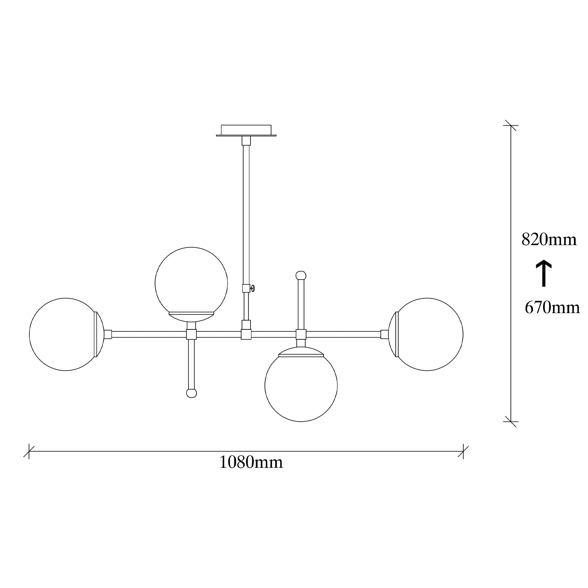 Candeeiro de Teto Escandinavo, Altura Ajustável 67-82 cm, Corpo em Metal Preto e Branco, 90 x 15 cm, 4 x E27 Máx. 40 W, Iluminação Elegante para Espaços Modernos