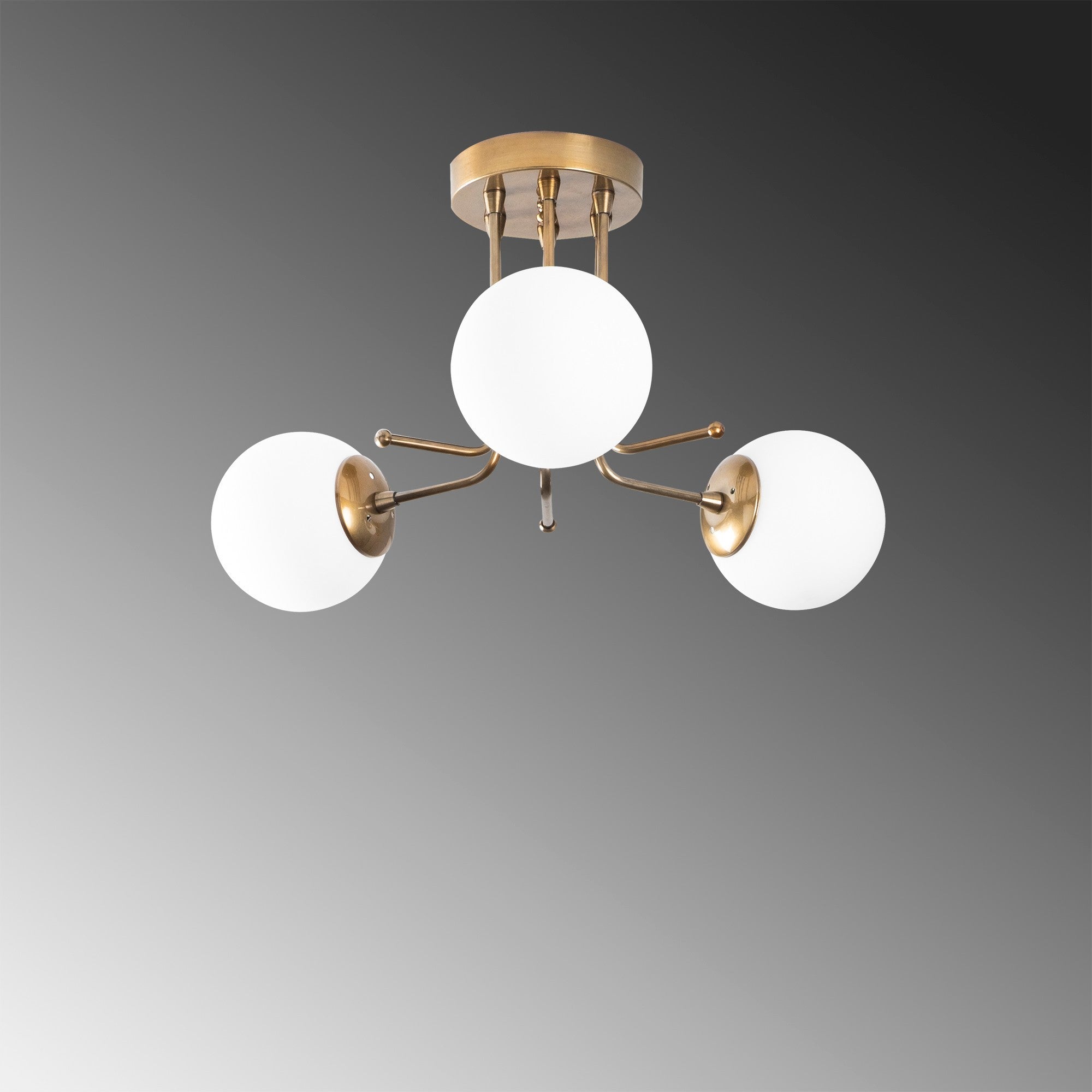 Candeeiro de Teto Escandinavo Glam, Dourado e Branco, 48 x 48 cm, Altura: 34 cm | Corpo em Metal, 3 x E27 máx. 40 W | Iluminação Elegante para Espaços Modernos