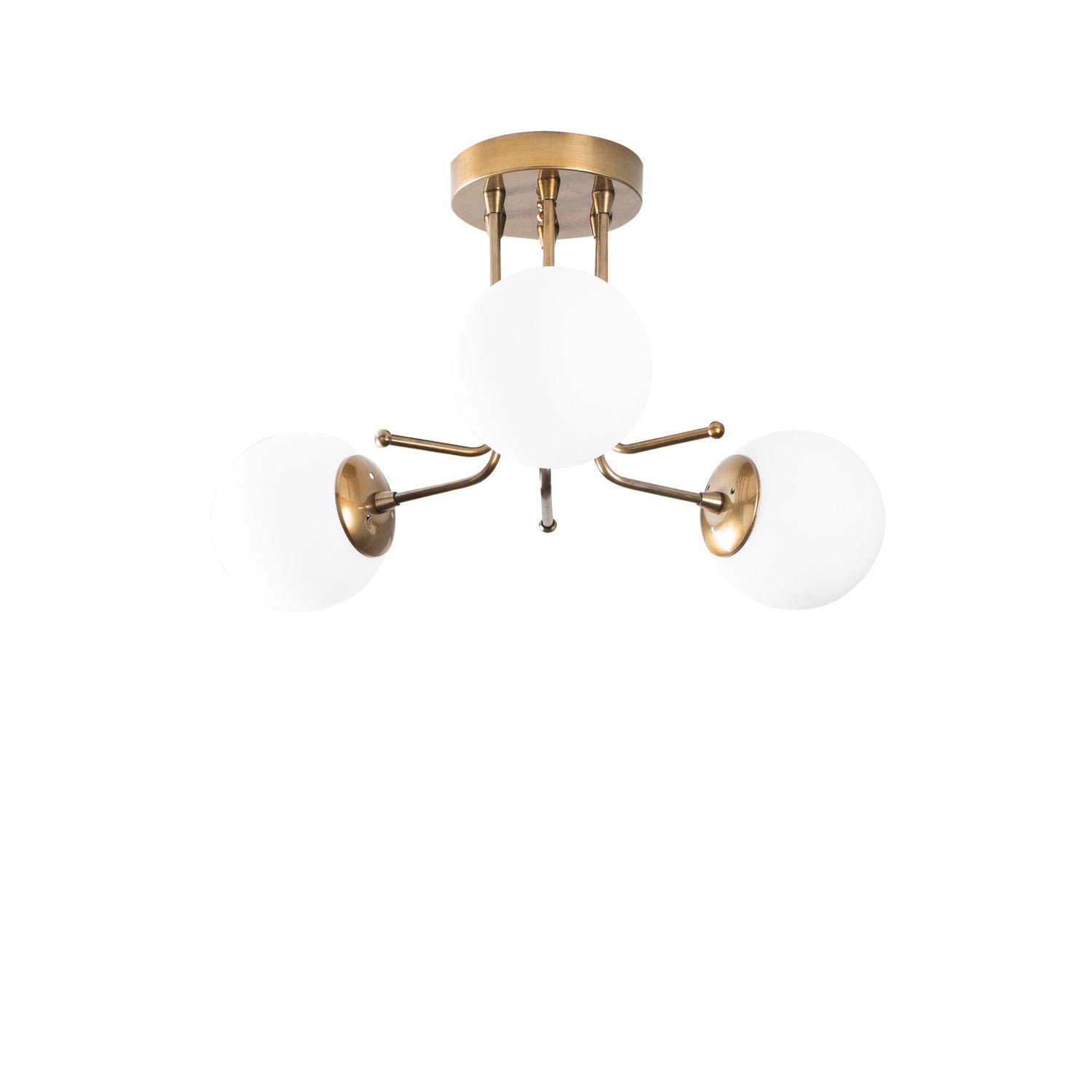 Candeeiro de Teto Escandinavo Glam, Dourado e Branco, 48 x 48 cm, Altura: 34 cm | Corpo em Metal, 3 x E27 máx. 40 W | Iluminação Elegante para Espaços Modernos