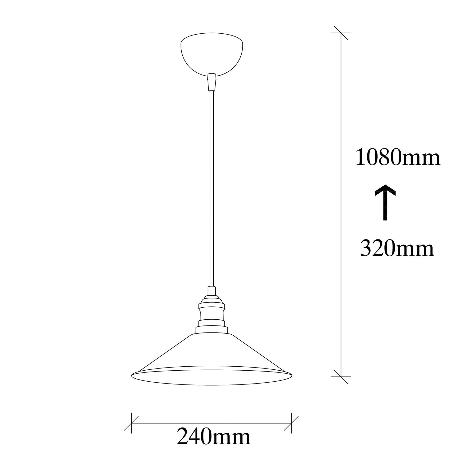 Candeeiro de Teto Escandinavo, Corpo em Metal Preto, 24 cm de Diâmetro, 108 cm de Altura, Ajustável, Soquete E27, Potência Máxima de 40 W | Iluminação Elegante para Espaços Modernos