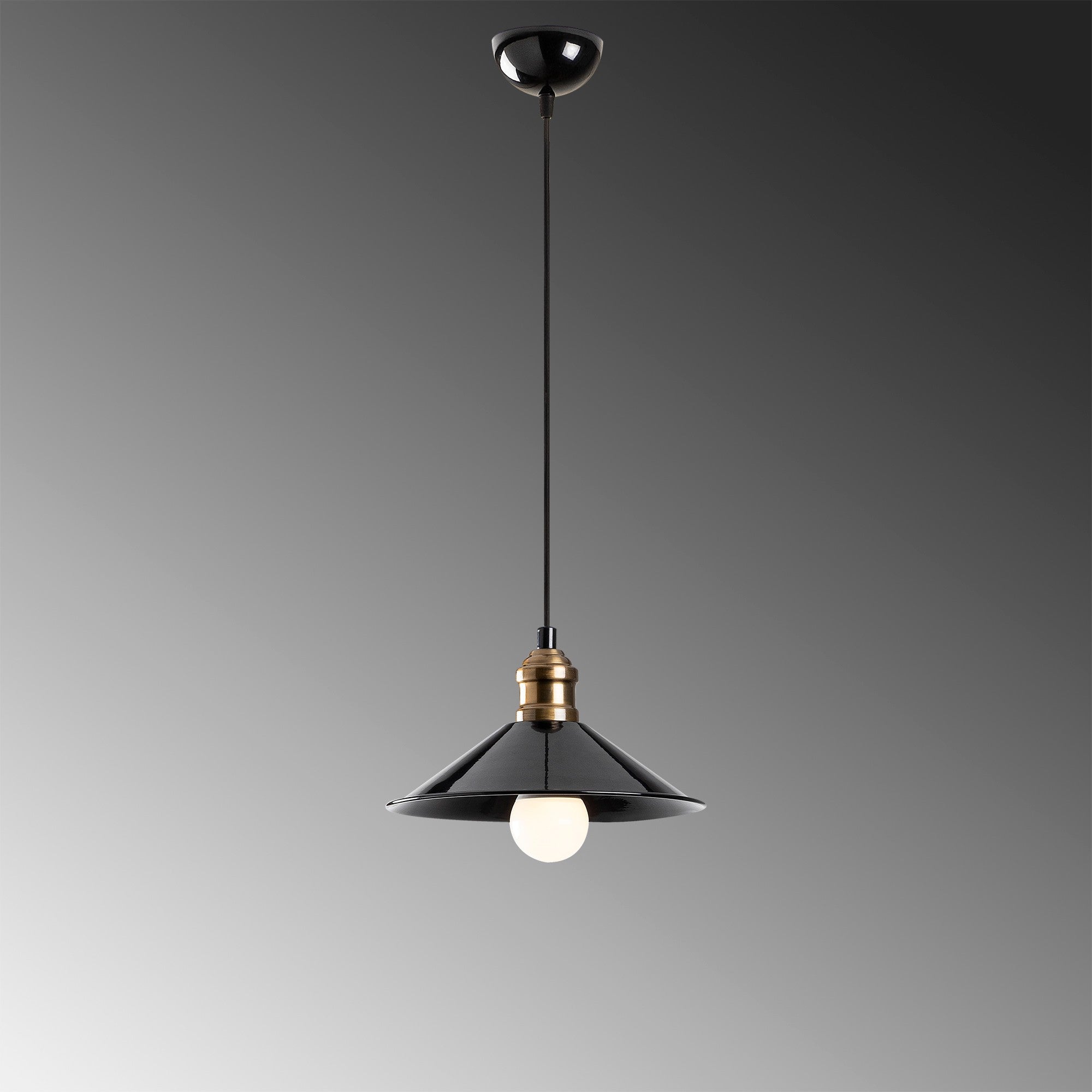 Candeeiro de Teto Escandinavo, Corpo em Metal Preto, 24 cm de Diâmetro, 108 cm de Altura, Ajustável, Soquete E27, Potência Máxima de 40 W | Iluminação Elegante para Espaços Modernos