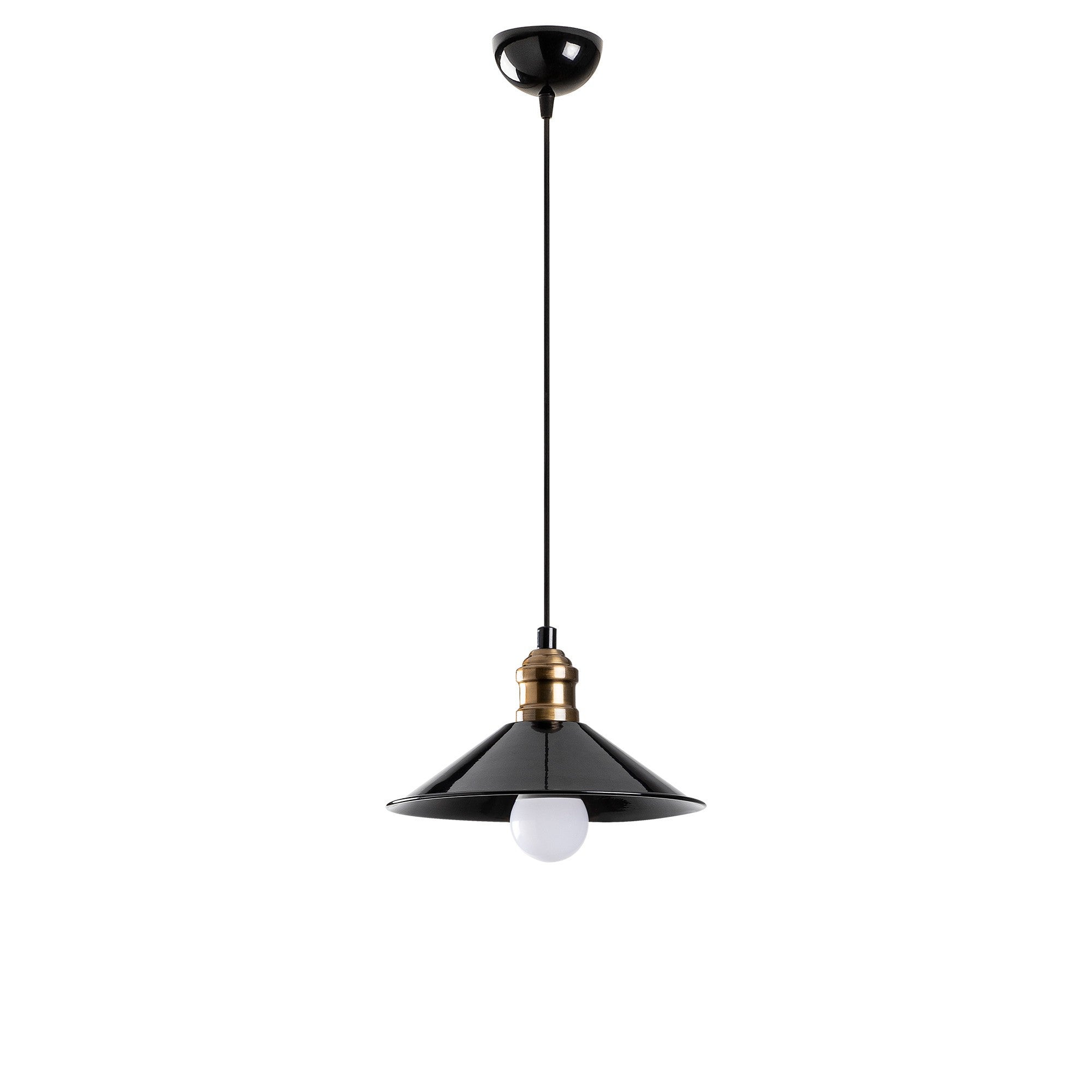 Candeeiro de Teto Escandinavo, Corpo em Metal Preto, 24 cm de Diâmetro, 108 cm de Altura, Ajustável, Soquete E27, Potência Máxima de 40 W | Iluminação Elegante para Espaços Modernos
