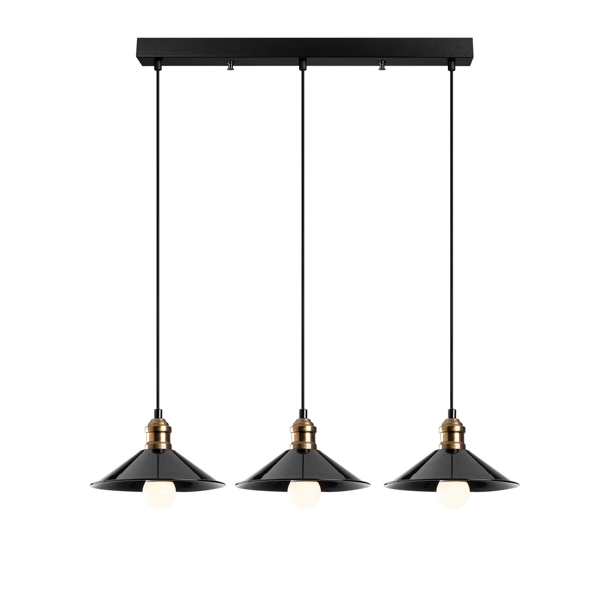 Candeeiro de Teto Escandinavo, Corpo em Metal Preto, 74 cm de Diâmetro, 108 cm de Altura, Ajustável, 3 x E27 Máx. 40 W, Design Elegante para Espaços Modernos