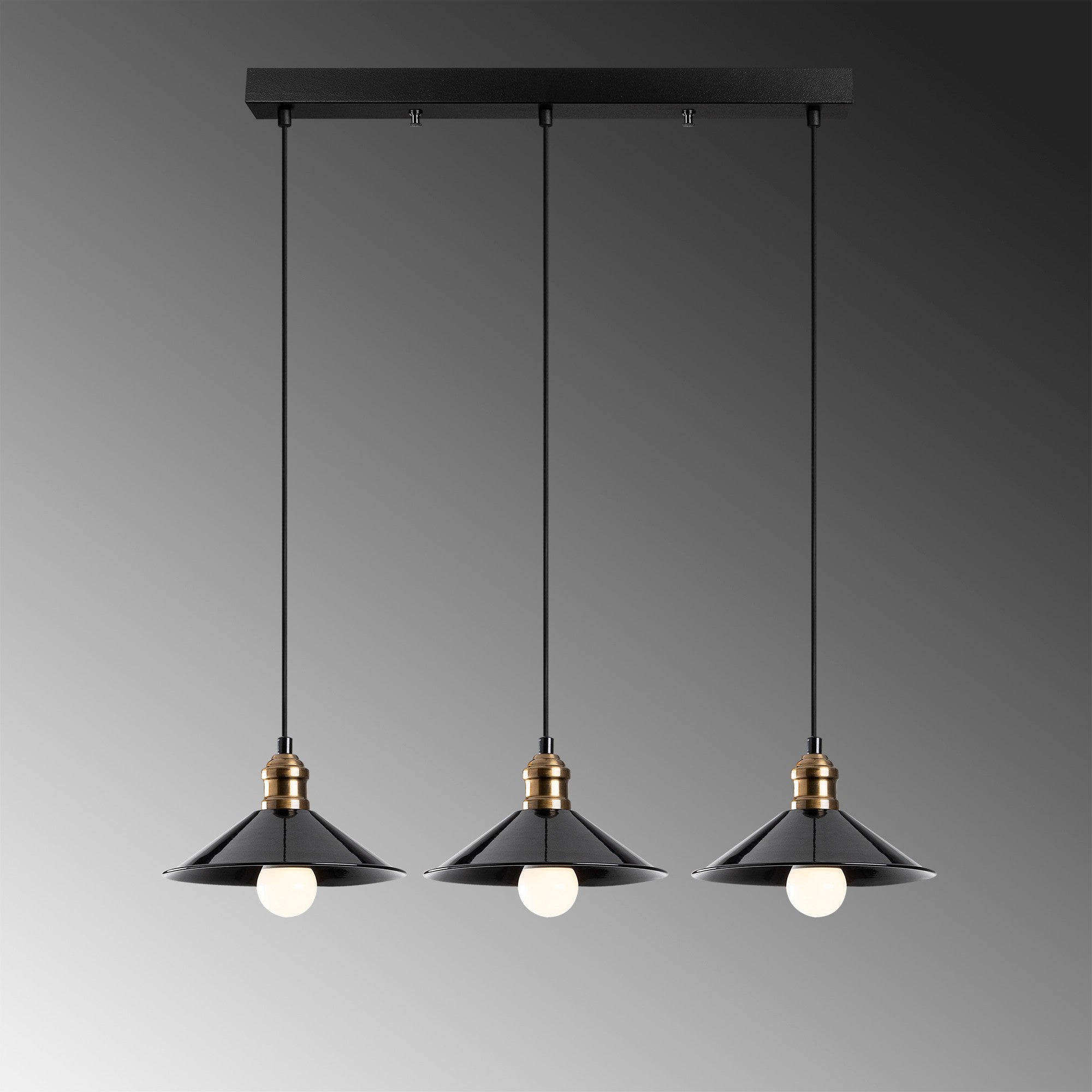 Candeeiro de Teto Escandinavo, Corpo em Metal Preto, 74 cm de Diâmetro, 108 cm de Altura, Ajustável, 3 x E27 Máx. 40 W, Design Elegante para Espaços Modernos