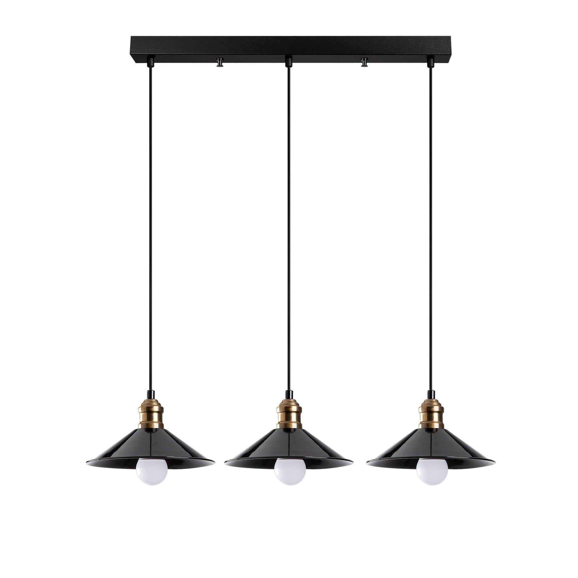 Candeeiro de Teto Escandinavo, Corpo em Metal Preto, 74 cm de Diâmetro, 108 cm de Altura, Ajustável, 3 x E27 Máx. 40 W, Design Elegante para Espaços Modernos