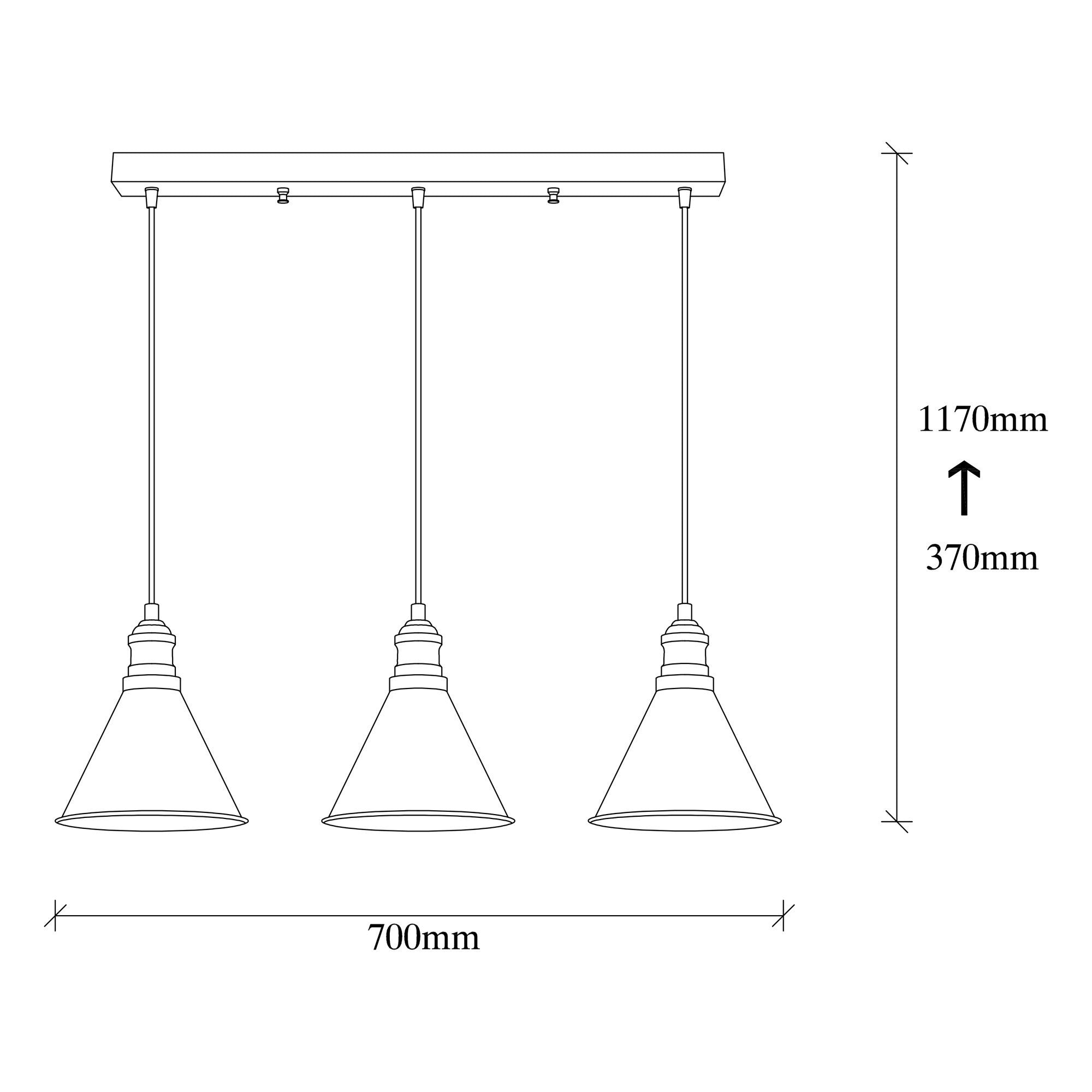 Candeeiro de Teto Escandinavo, Corpo em Metal Preto, 70 cm de Diâmetro, 117 cm de Altura, Ajustável, 3 x E27 Máx. 40 W, Design Elegante para Espaços Modernos