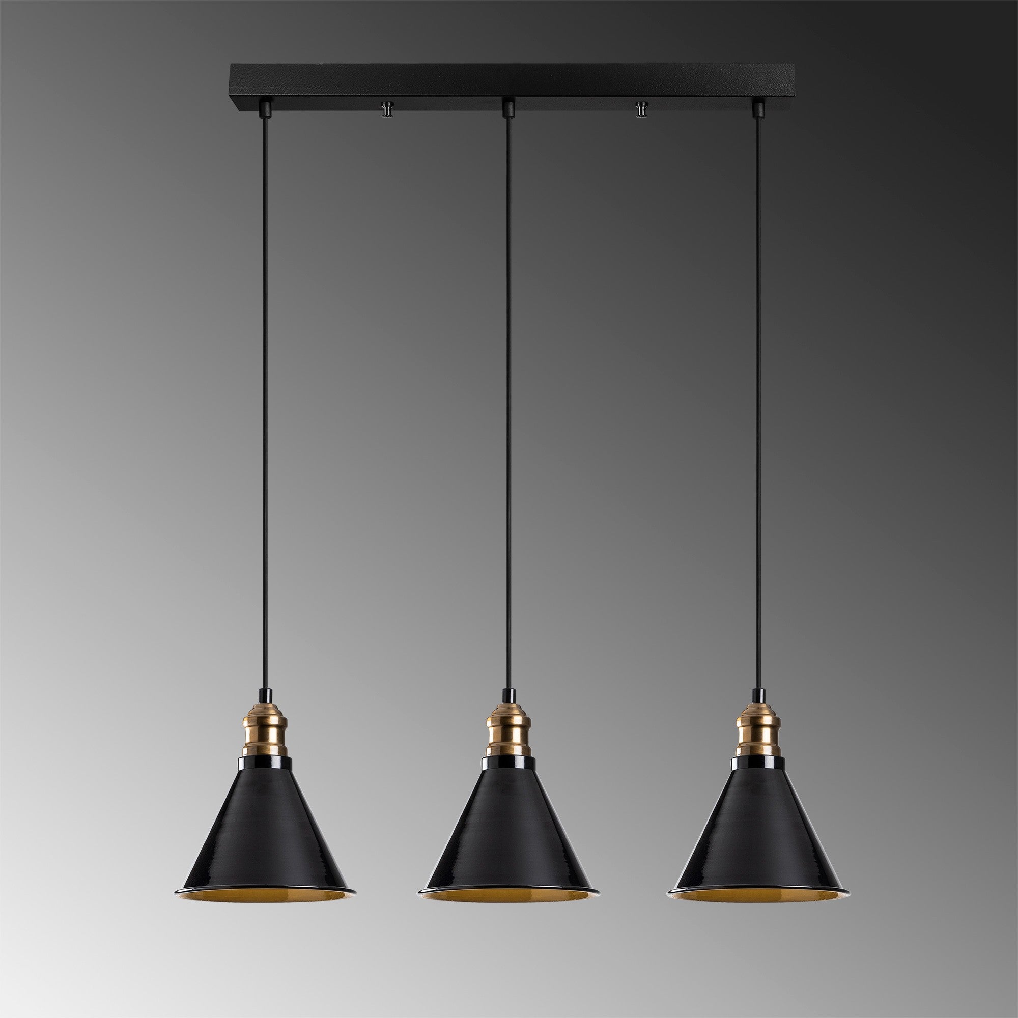 Candeeiro de Teto Escandinavo, Corpo em Metal Preto, 70 cm de Diâmetro, 117 cm de Altura, Ajustável, 3 x E27 Máx. 40 W, Design Elegante para Espaços Modernos