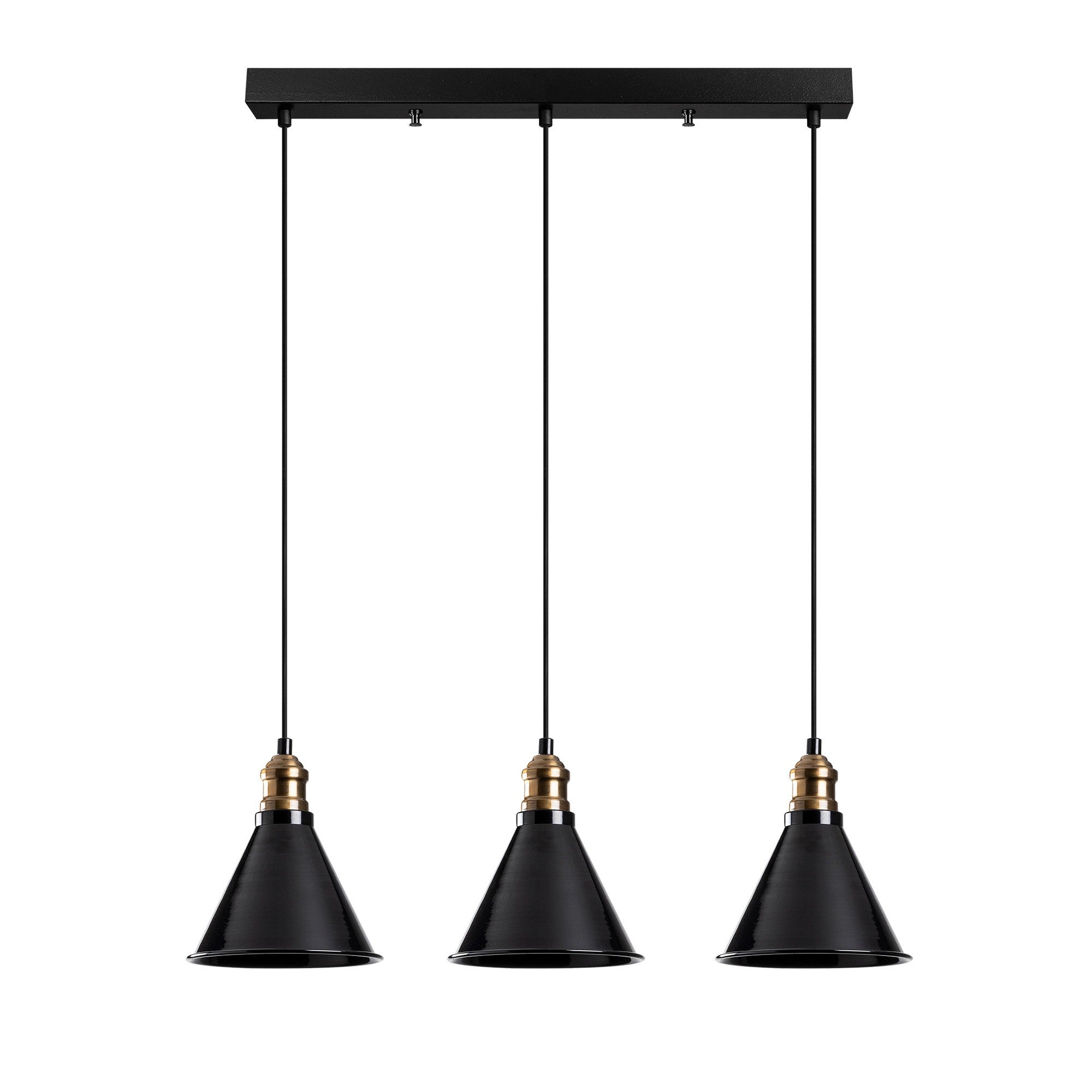 Candeeiro de Teto Escandinavo, Corpo em Metal Preto, 70 cm de Diâmetro, 117 cm de Altura, Ajustável, 3 x E27 Máx. 40 W, Design Elegante para Espaços Modernos