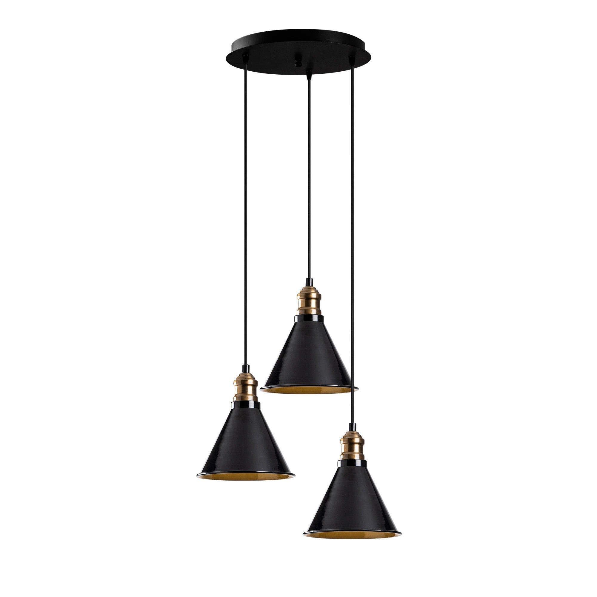 Candeeiro de Teto Escandinavo, Corpo em Metal Preto, 40 cm de Diâmetro, 117 cm de Altura, Ajustável, 3 x E27 Máx. 40 W, Design Elegante para Espaços Modernos, IP20