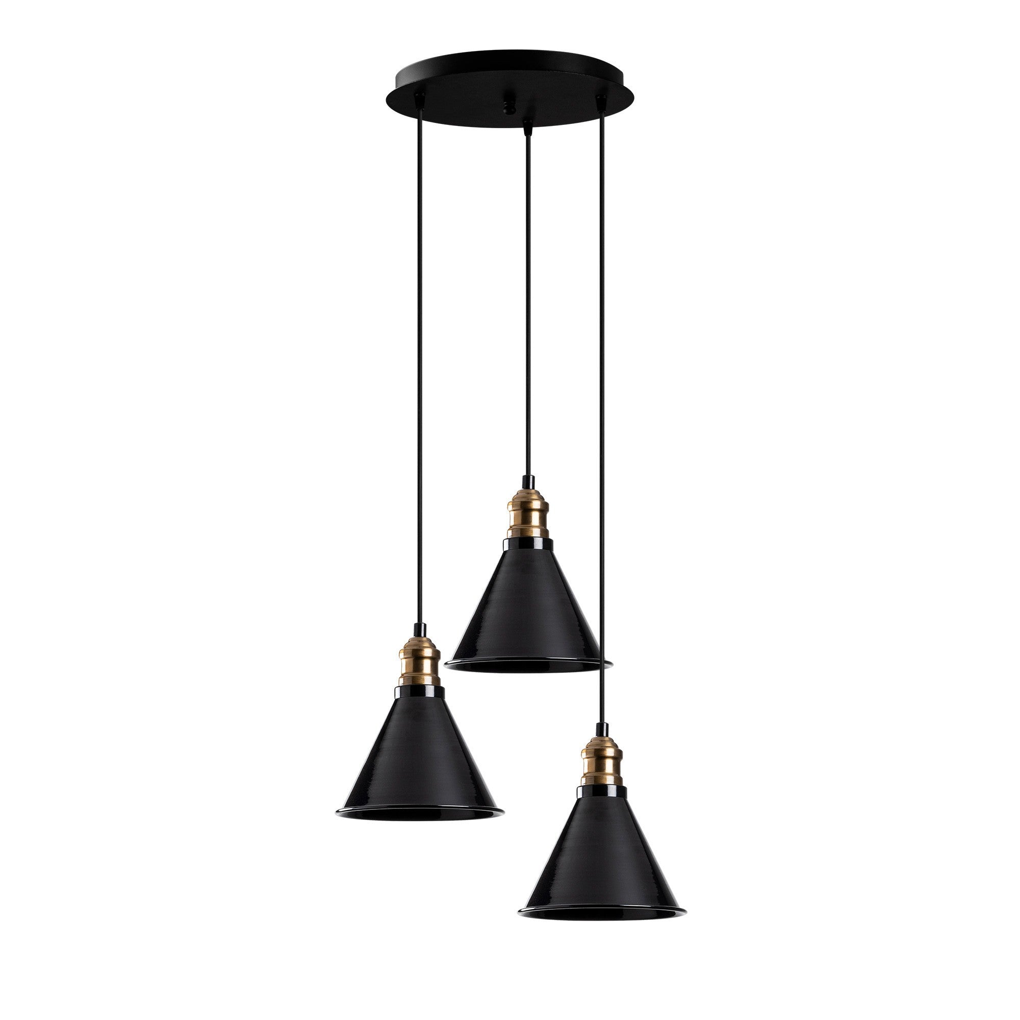 Candeeiro de Teto Escandinavo, Corpo em Metal Preto, 40 cm de Diâmetro, 117 cm de Altura, Ajustável, 3 x E27 Máx. 40 W, Design Elegante para Espaços Modernos, IP20