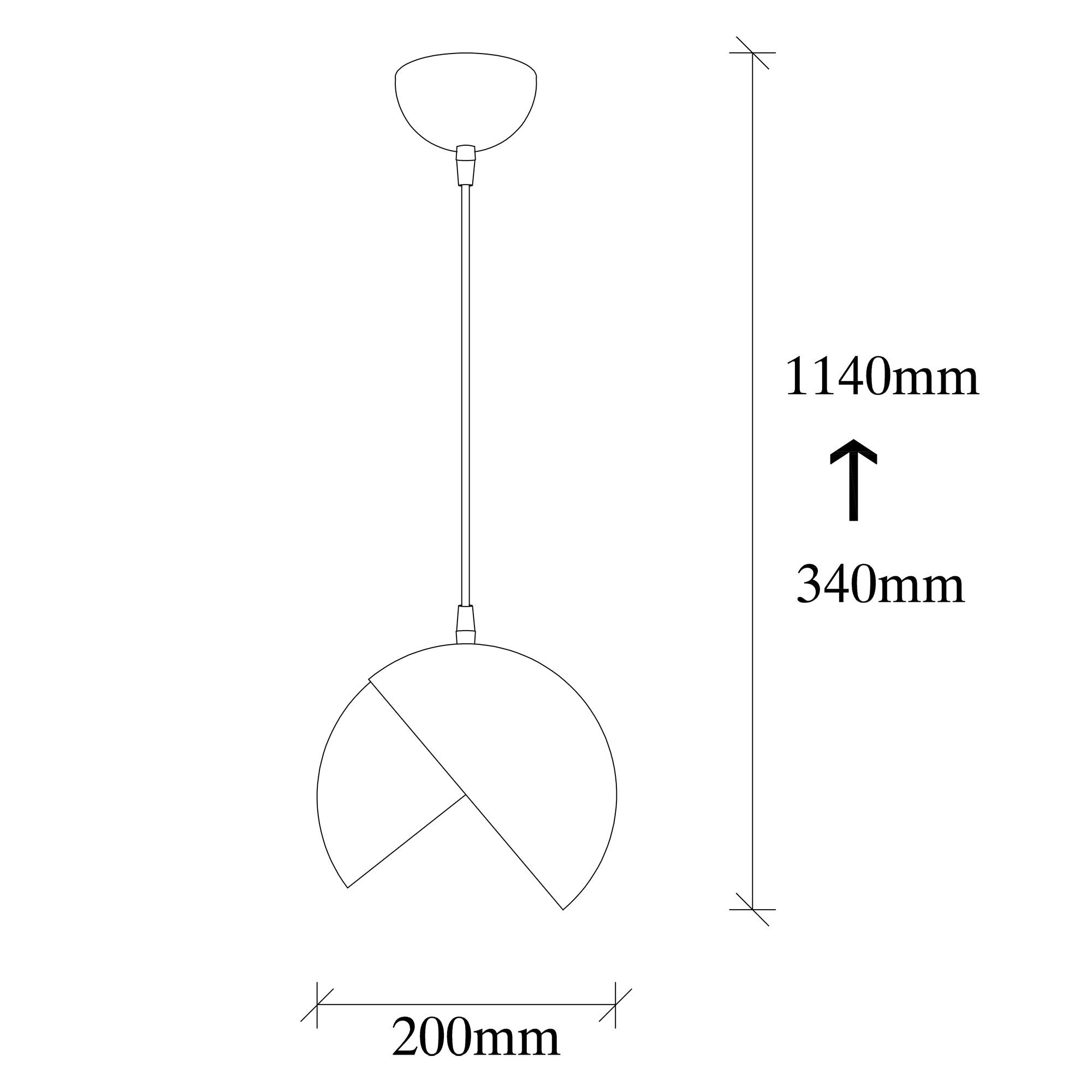 Candeeiro de Teto Escandinavo Glam, Preto e Dourado, 20 cm de Diâmetro, 114 cm de Altura | Altura Ajustável, Soquete E27, Máx. 40 W | Iluminação Elegante para Espaços Modernos