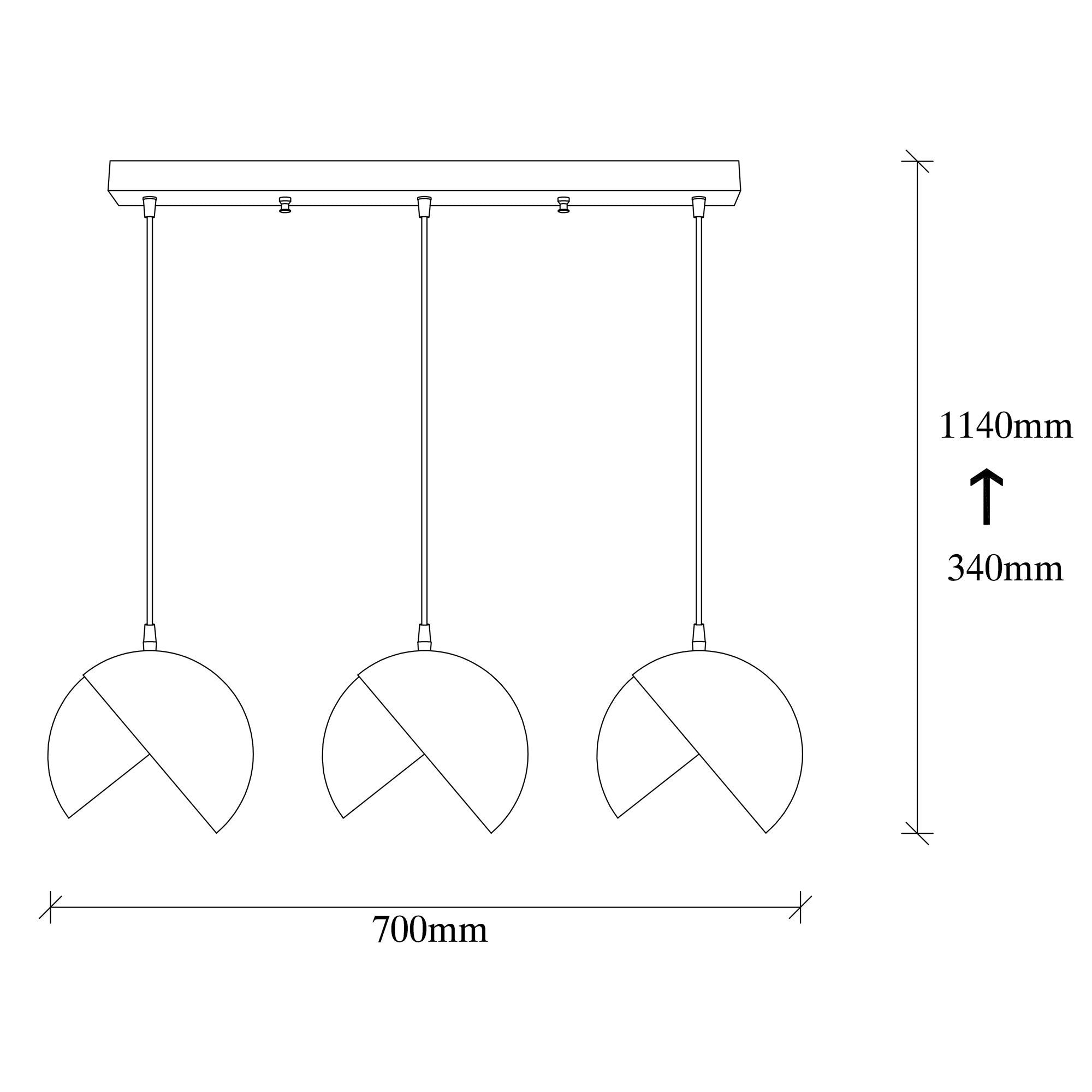 Candeeiro de Teto Escandinavo Glam, Preto e Dourado, 70 cm de Diâmetro, 114 cm de Altura | Ajustável, 3 x E27 máx. 40 W | Iluminação Elegante para Espaços Modernos