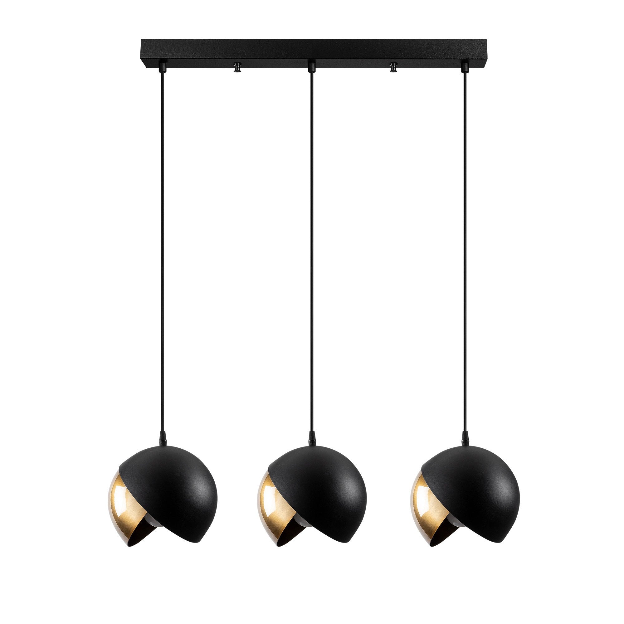 Candeeiro de Teto Escandinavo Glam, Preto e Dourado, 70 cm de Diâmetro, 114 cm de Altura | Ajustável, 3 x E27 máx. 40 W | Iluminação Elegante para Espaços Modernos