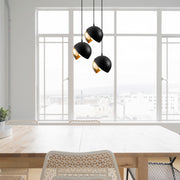 Candeeiro de Teto escandinavo Glam, preto e dourado, 40 cm de diâmetro, 114 cm de altura, ajustável, 3 x E27 máx. 40 W, corpo de metal elegante, perfeito para espaços modernos