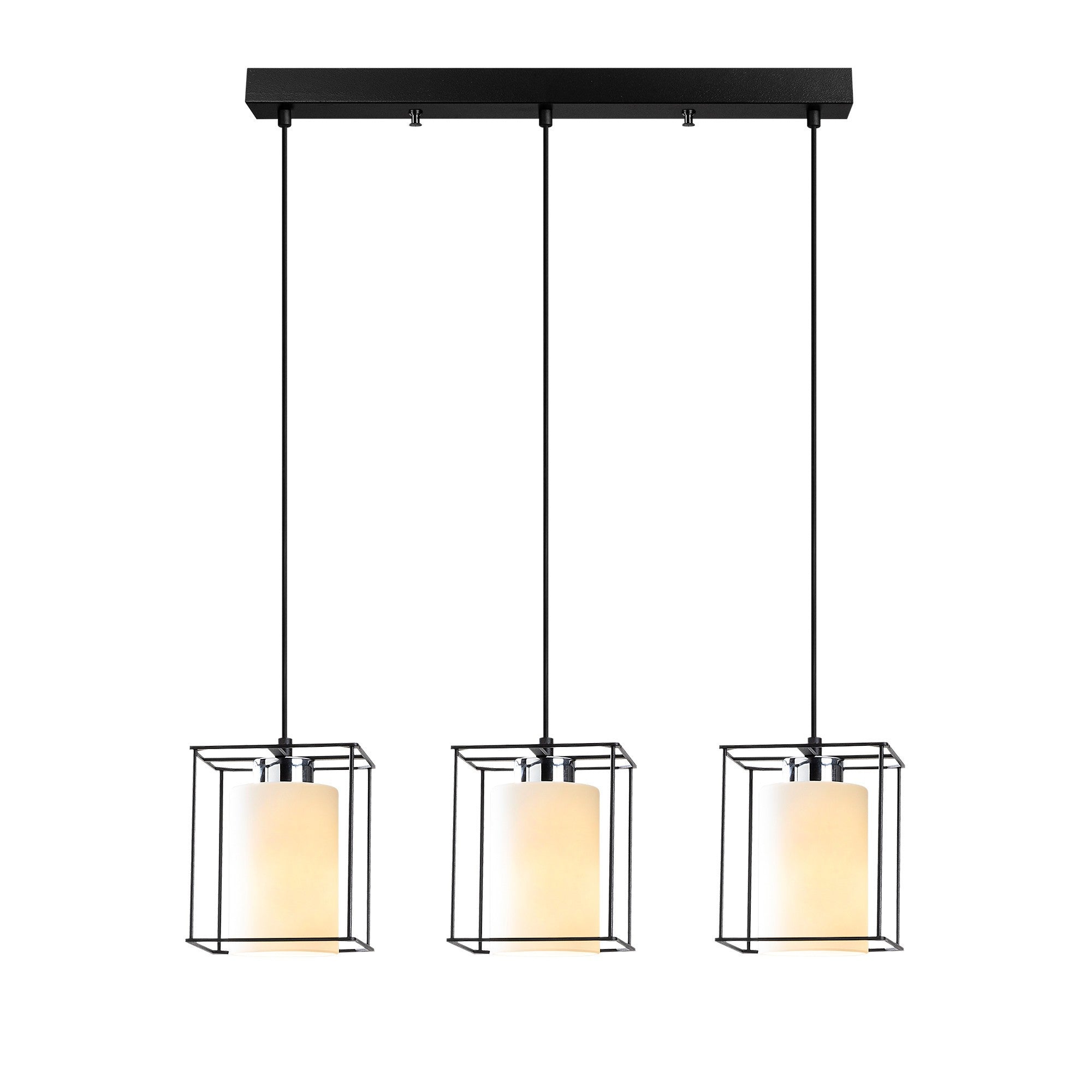 Candeeiro de Teto Escandinavo, Corpo em Ferro Preto, 65 cm de Diâmetro, 113 cm de Altura, Ajustável, 3 x E27 Máx. 40 W, Design Elegante para Espaços Modernos