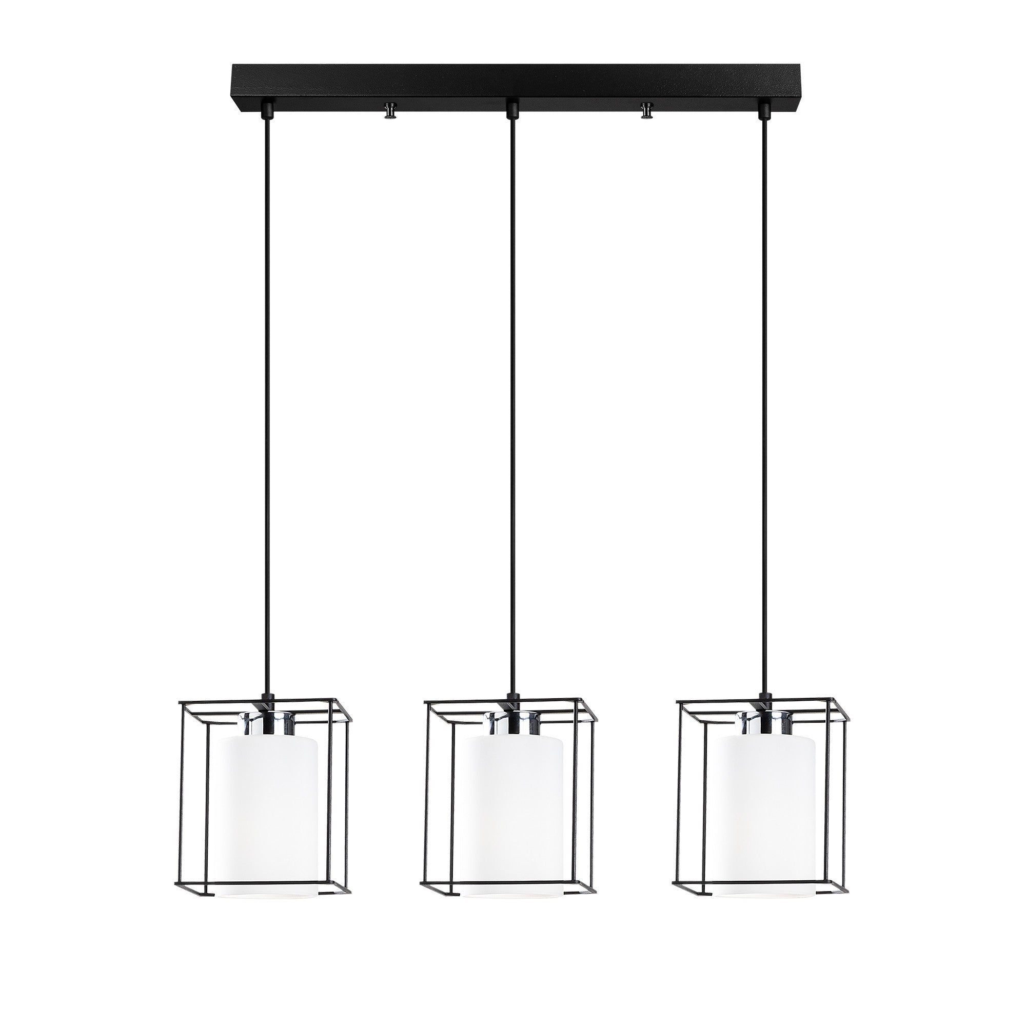 Candeeiro de Teto Escandinavo, Corpo em Ferro Preto, 65 cm de Diâmetro, 113 cm de Altura, Ajustável, 3 x E27 Máx. 40 W, Design Elegante para Espaços Modernos