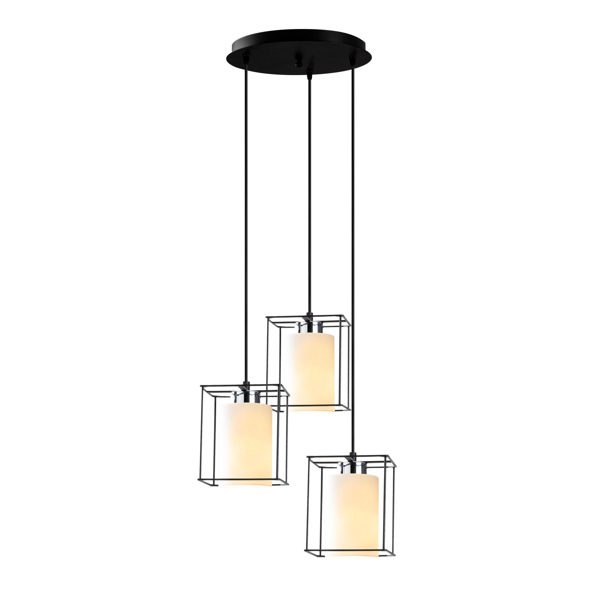 Candeeiro de Teto Escandinavo, Corpo em Metal Preto, 35 cm de Diâmetro, 113 cm de Altura, Ajustável, 3 x E27 Máx. 40 W, Iluminação Elegante para Espaços Modernos