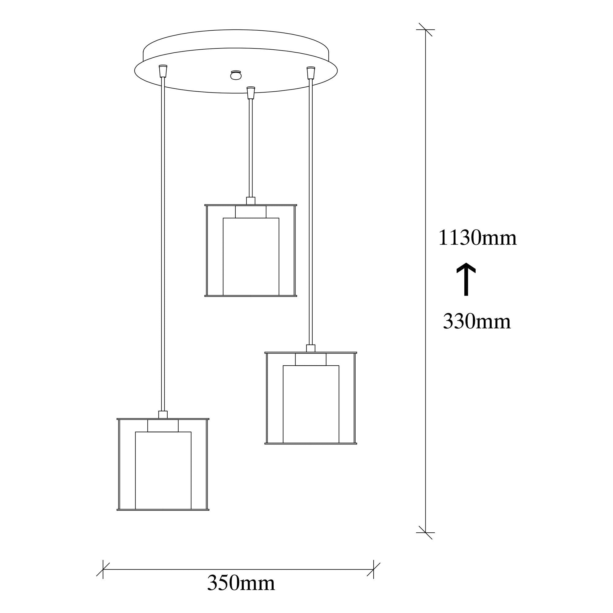 Candeeiro de Teto Escandinavo, Corpo em Metal Preto, 35 cm de Diâmetro, 113 cm de Altura, Ajustável, 3 x E27 Máx. 40 W, Iluminação Elegante para Espaços Modernos