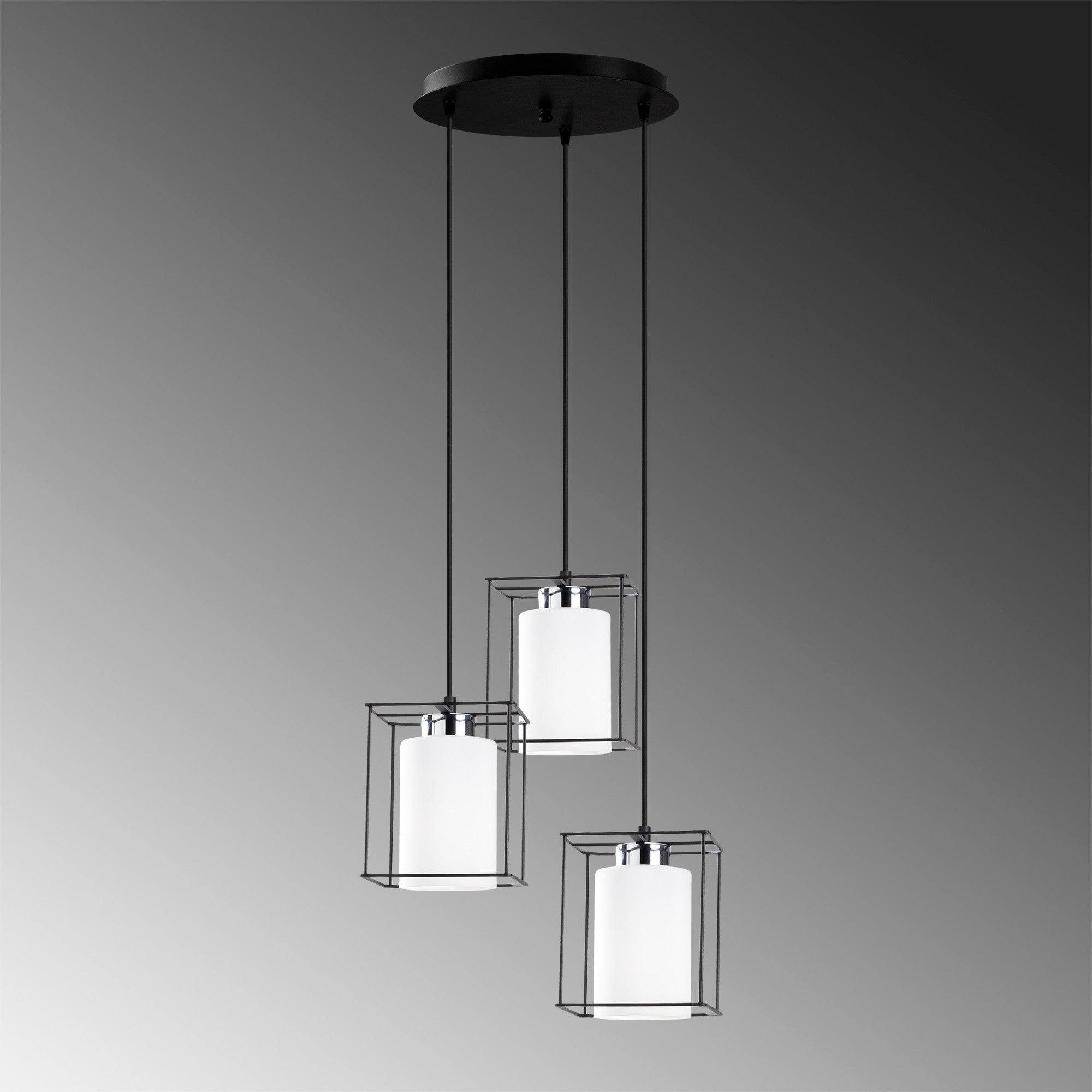 Candeeiro de Teto Escandinavo, Corpo em Metal Preto, 35 cm de Diâmetro, 113 cm de Altura, Ajustável, 3 x E27 Máx. 40 W, Iluminação Elegante para Espaços Modernos