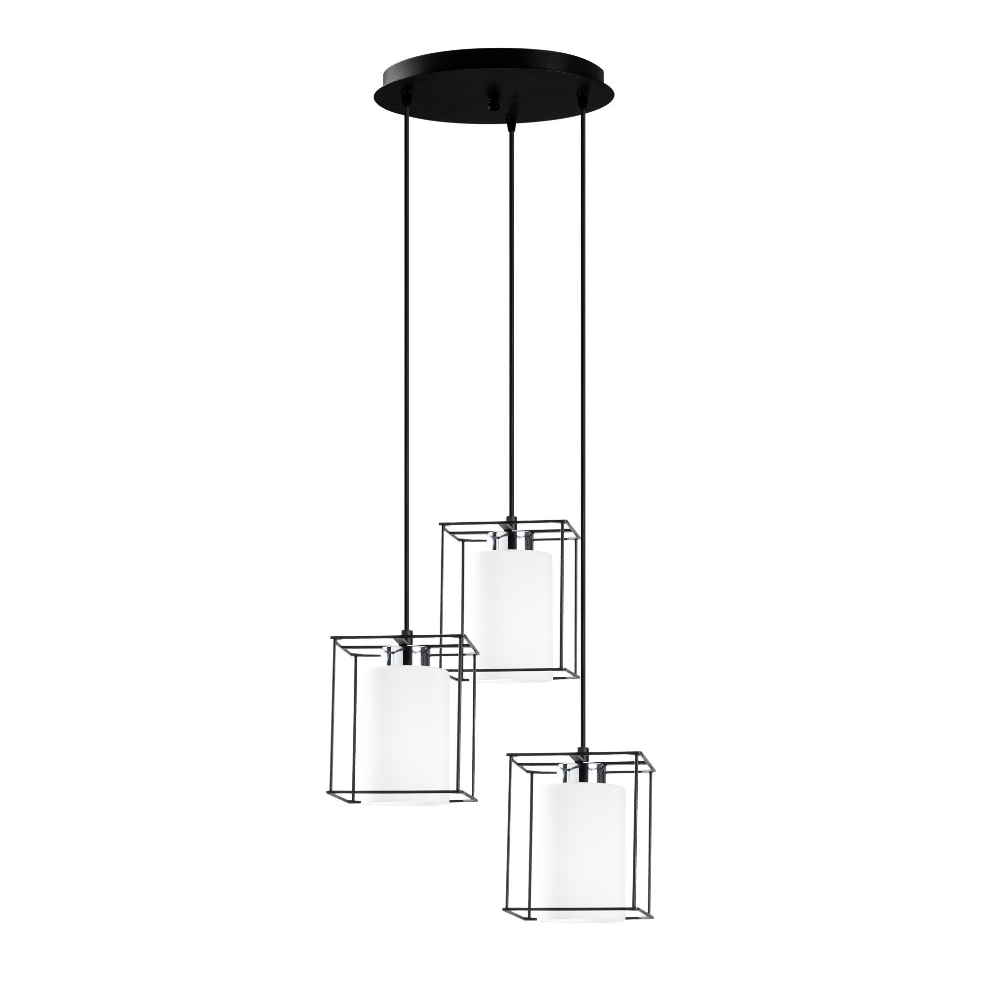 Candeeiro de Teto Escandinavo, Corpo em Metal Preto, 35 cm de Diâmetro, 113 cm de Altura, Ajustável, 3 x E27 Máx. 40 W, Iluminação Elegante para Espaços Modernos