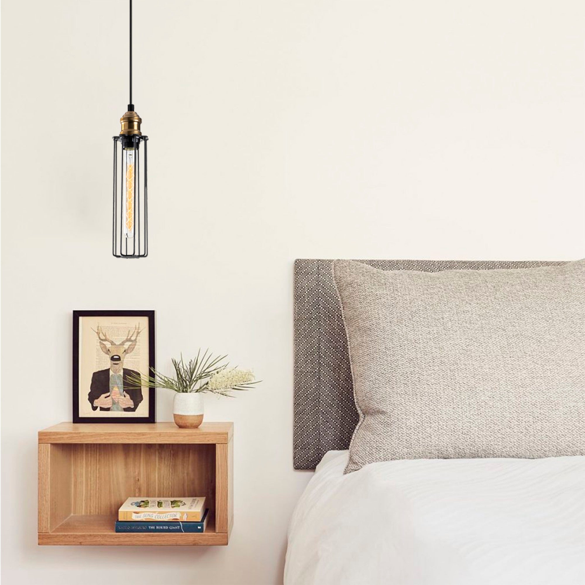 Candeeiro de Teto preto elegante, corpo de metal, 8 cm de diâmetro, 123 cm de altura, ajustável, soquete E27 máx. 40 W, iluminação elegante para espaços modernos