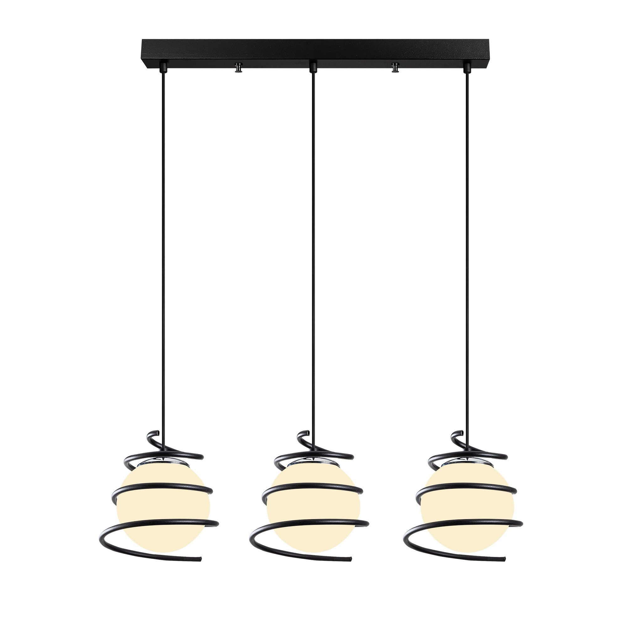 Candeeiro de Teto Industrial, Metal Preto, 70 cm de Diâmetro, 116 cm de Altura | Ajustável, 3 x E27 Máx. 40 W | Conceito de Espaço Exterior, Iluminação Elegante e Funcional