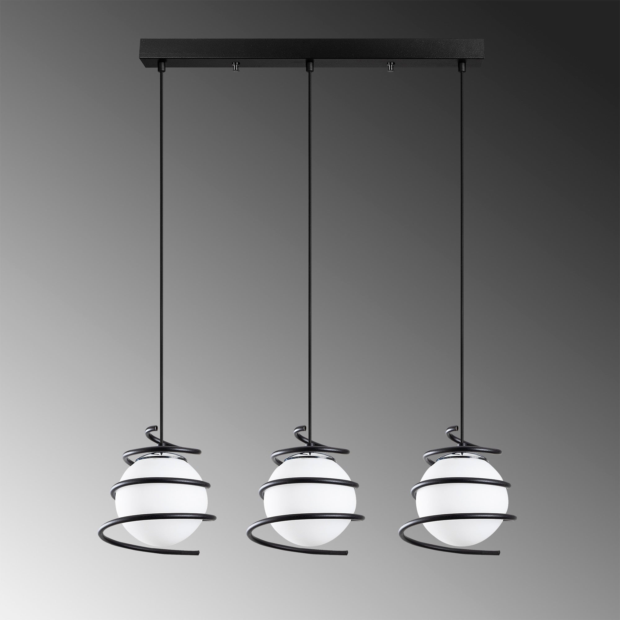 Candeeiro de Teto Industrial, Metal Preto, 70 cm de Diâmetro, 116 cm de Altura | Ajustável, 3 x E27 Máx. 40 W | Conceito de Espaço Exterior, Iluminação Elegante e Funcional
