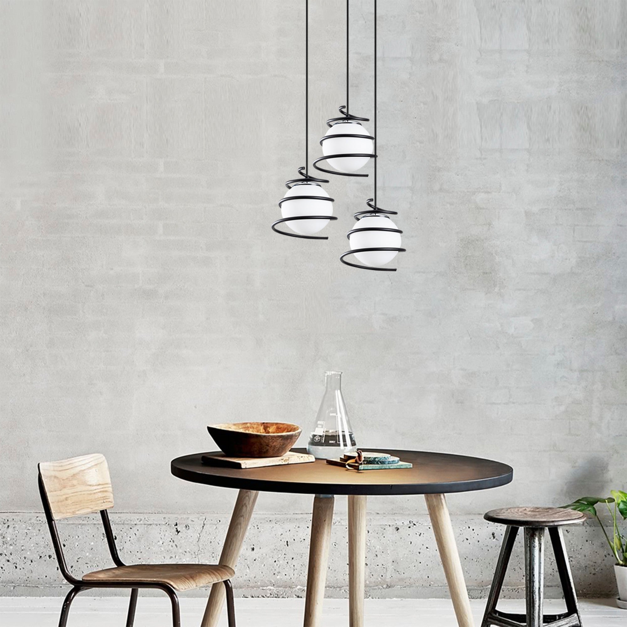 Candeeiro de Teto Industrial, Metal Preto, 40 cm de Diâmetro, 116 cm de Altura | Ajustável, 3 x E27 Máx. 40 W | Conceito de Espaço Exterior, Iluminação Elegante e Funcional