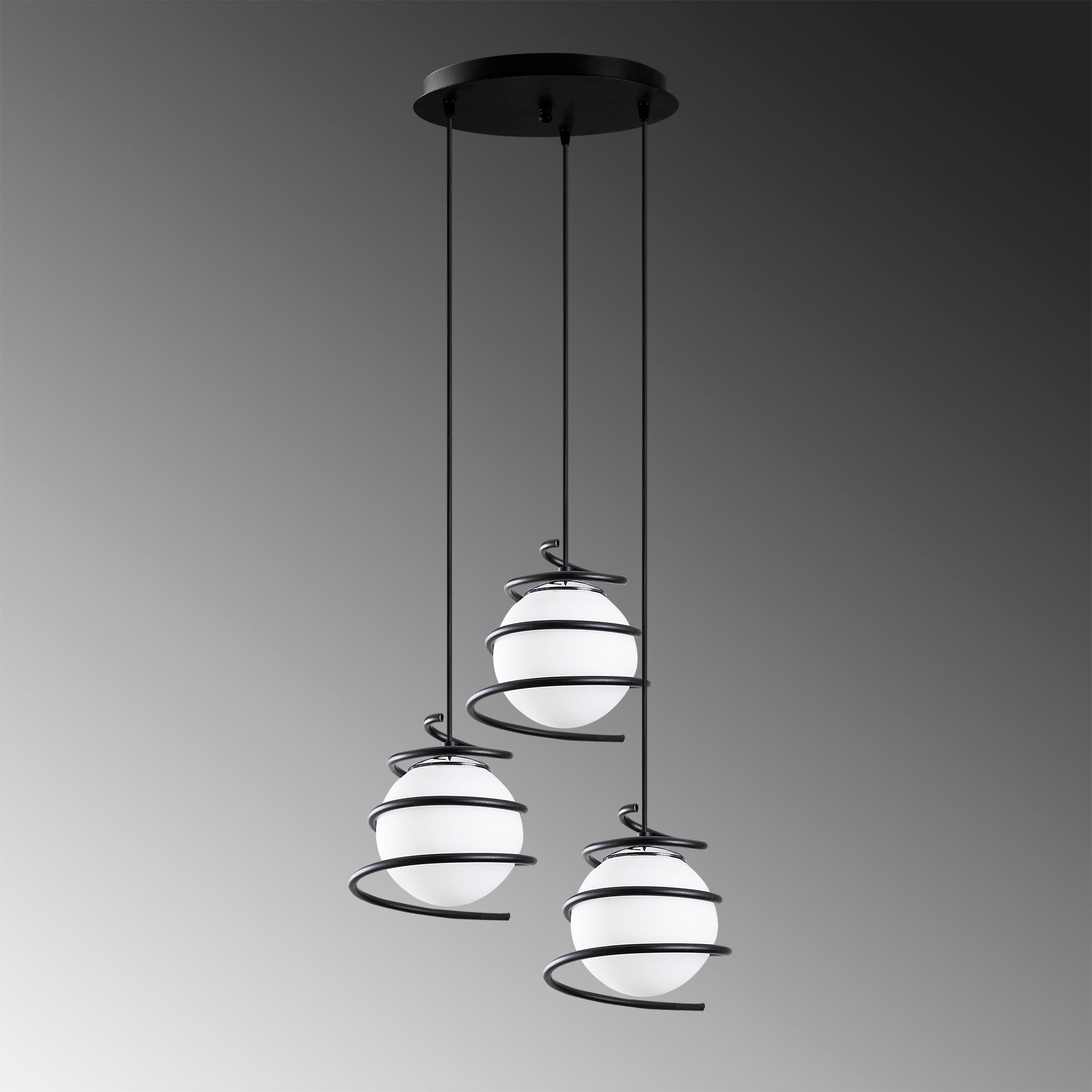 Candeeiro de Teto Industrial, Metal Preto, 40 cm de Diâmetro, 116 cm de Altura | Ajustável, 3 x E27 Máx. 40 W | Conceito de Espaço Exterior, Iluminação Elegante e Funcional
