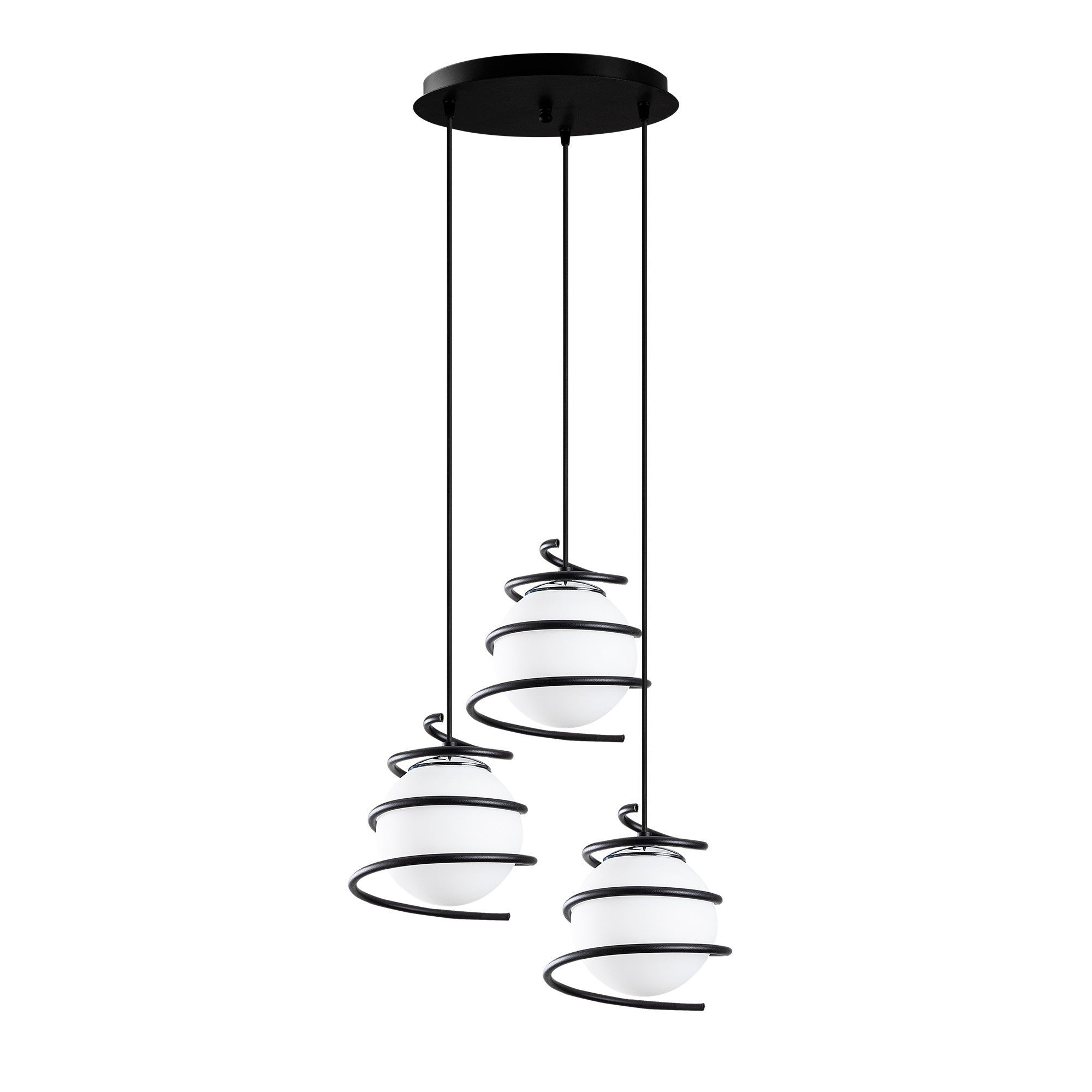 Candeeiro de Teto Industrial, Metal Preto, 40 cm de Diâmetro, 116 cm de Altura | Ajustável, 3 x E27 Máx. 40 W | Conceito de Espaço Exterior, Iluminação Elegante e Funcional
