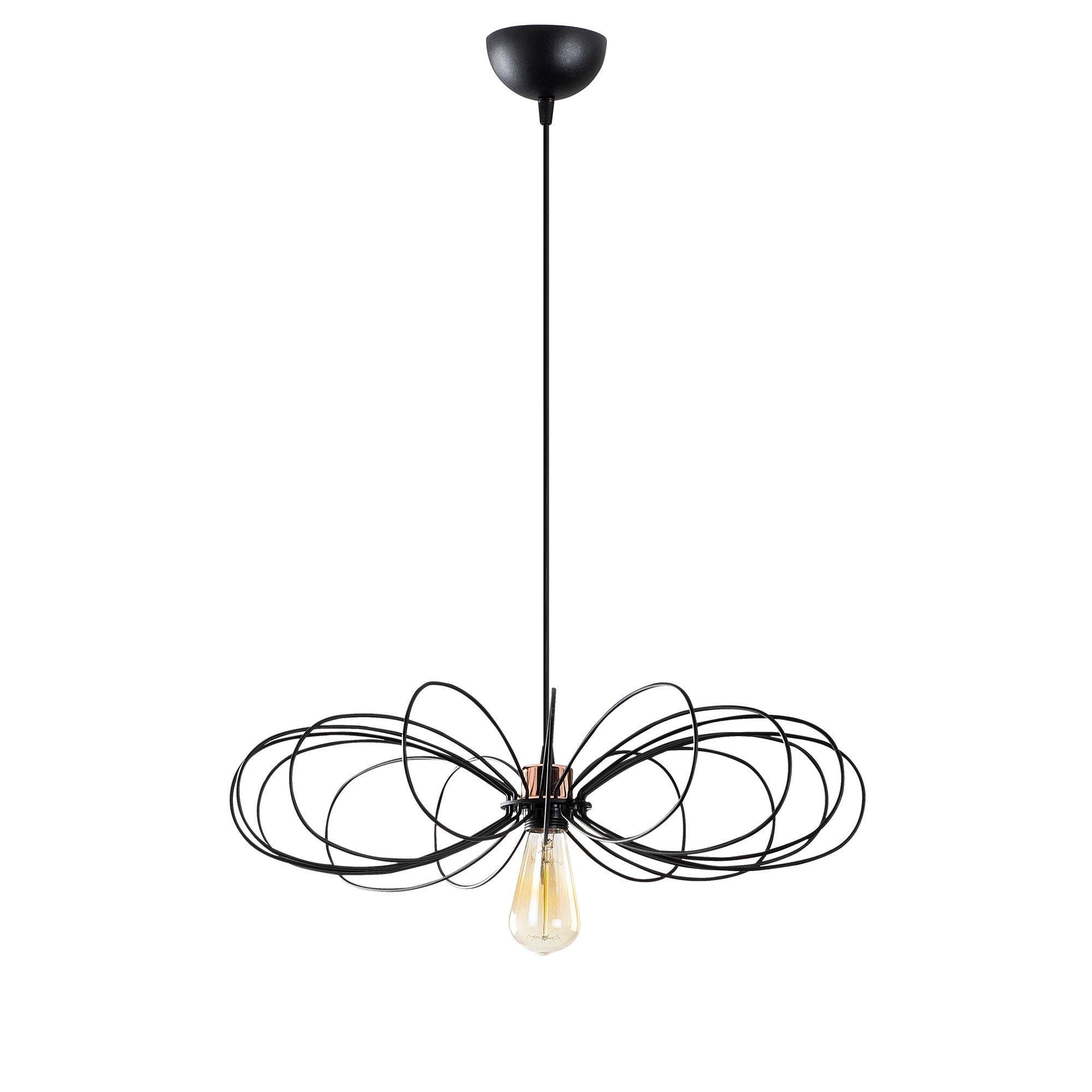Candeeiro de Teto Industrial Preto, Corpo Metálico, 58 cm de Diâmetro, Altura Ajustável, Soquete E27 Máx. 40 W | Iluminação Elegante para Espaços Modernos, Classificação IP20