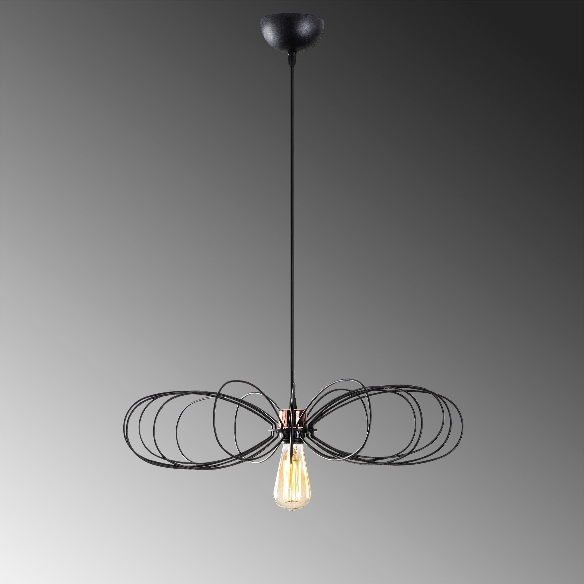 Candeeiro de Teto Industrial Preto, Corpo Metálico, 58 cm de Diâmetro, Altura Ajustável, Soquete E27 Máx. 40 W | Iluminação Elegante para Espaços Modernos, Classificação IP20