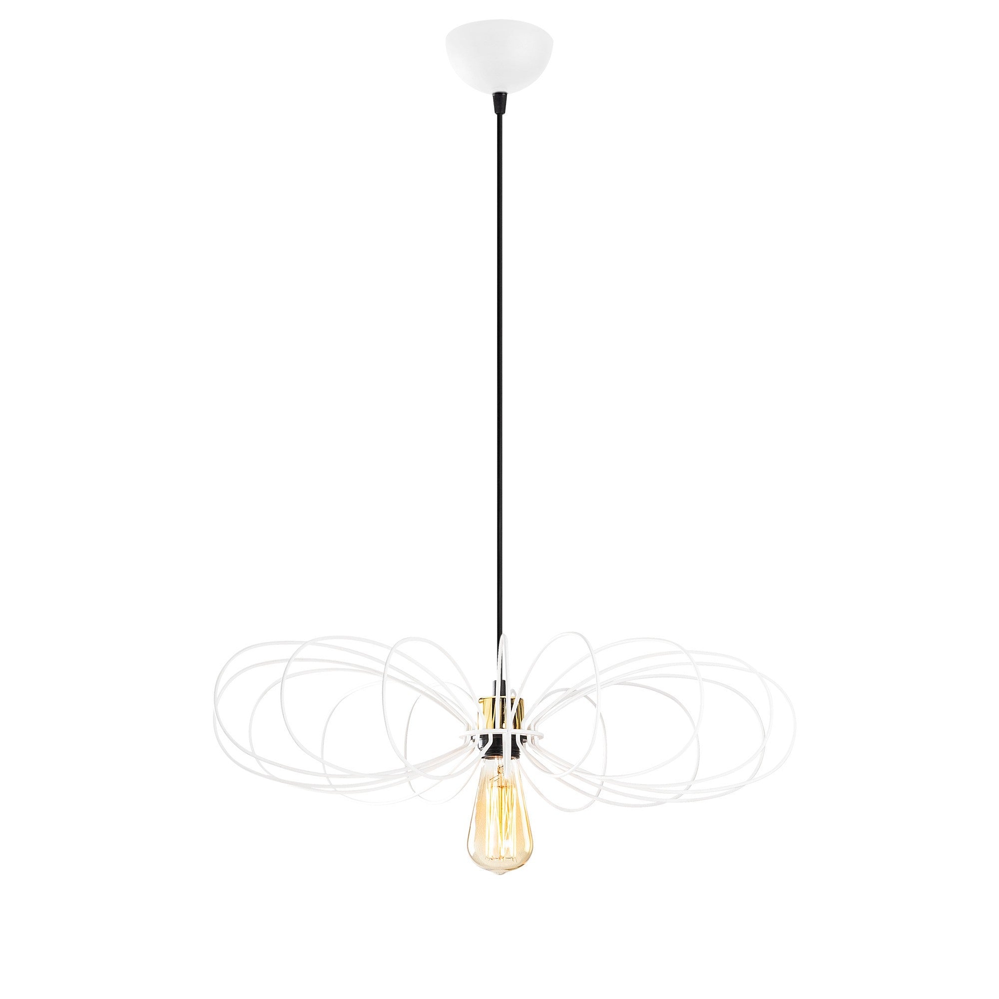 Candeeiro de Teto Branco Elegante, Corpo em Metal, 58 cm de Diâmetro, 112 cm de Altura | Altura Ajustável, Soquete E27, Máx. 40 W | Iluminação Elegante para Espaços Modernos