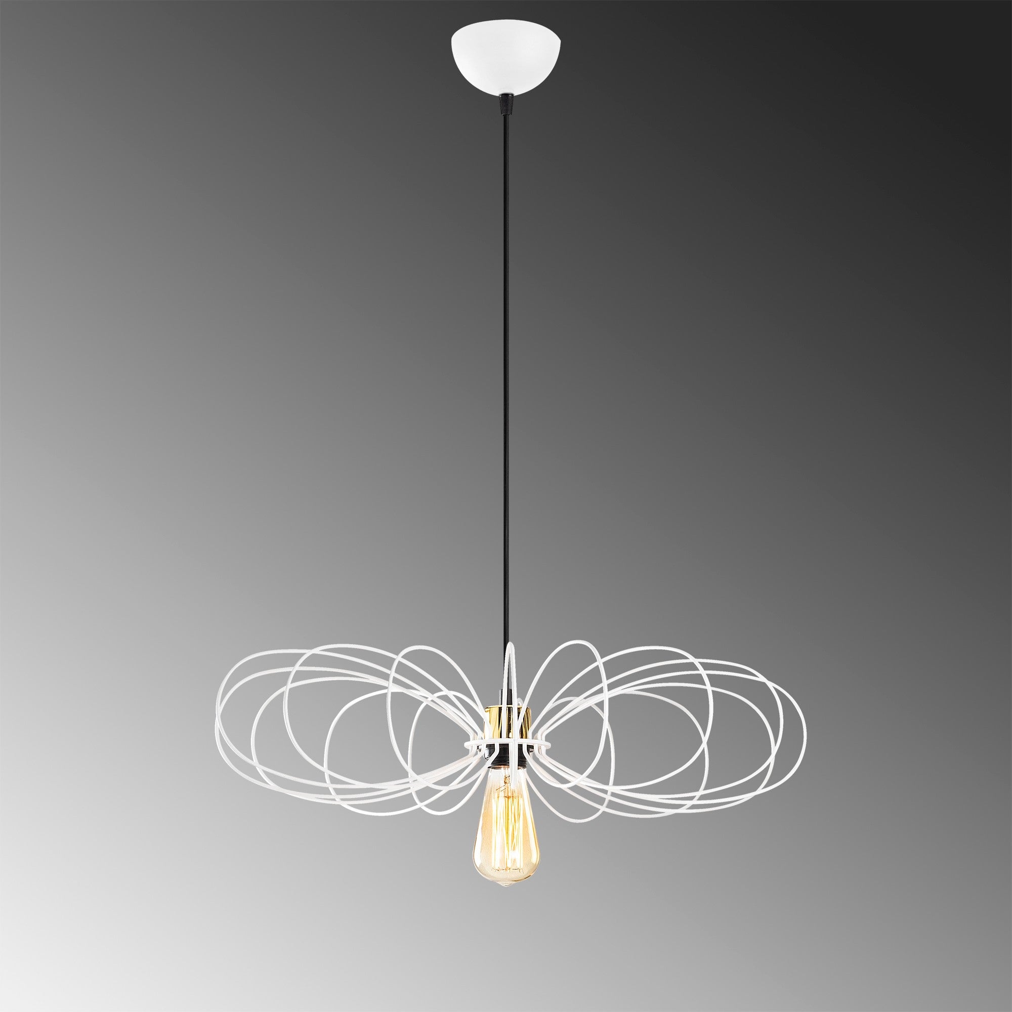 Candeeiro de Teto Branco Elegante, Corpo em Metal, 58 cm de Diâmetro, 112 cm de Altura | Altura Ajustável, Soquete E27, Máx. 40 W | Iluminação Elegante para Espaços Modernos