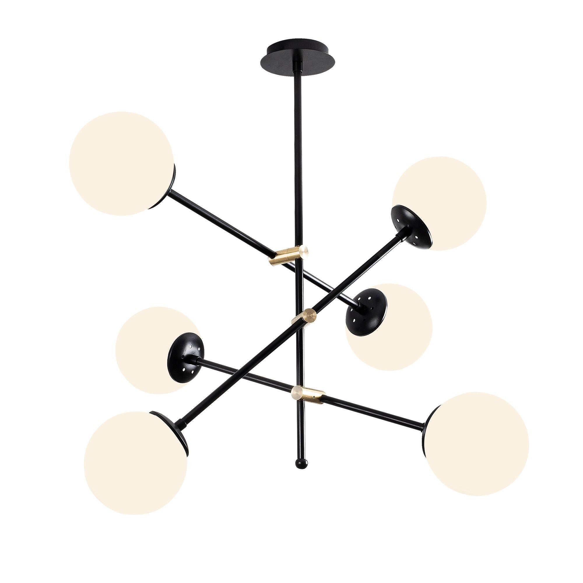 Candeeiro de Teto Industrial Escandinavo, Corpo em Metal Preto, 82 cm de Diâmetro, 76 cm de Altura, 6 x E27 Máx. 40 W, Elegante Tampa de Vidro | Perfeito para Espaços Modernos